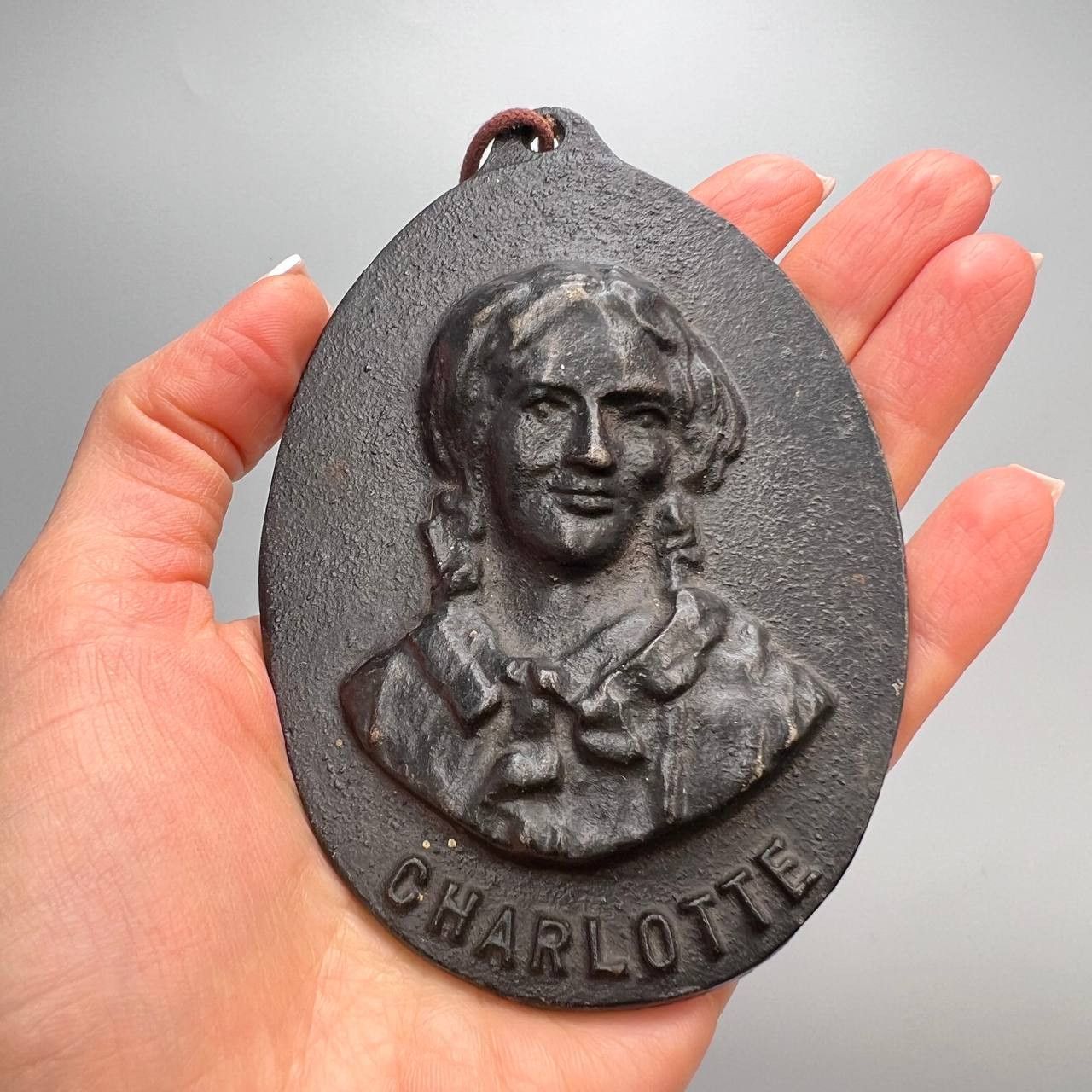 Vintage Wall Hanging Cast Iron Relief Panno Plaque Charlotte