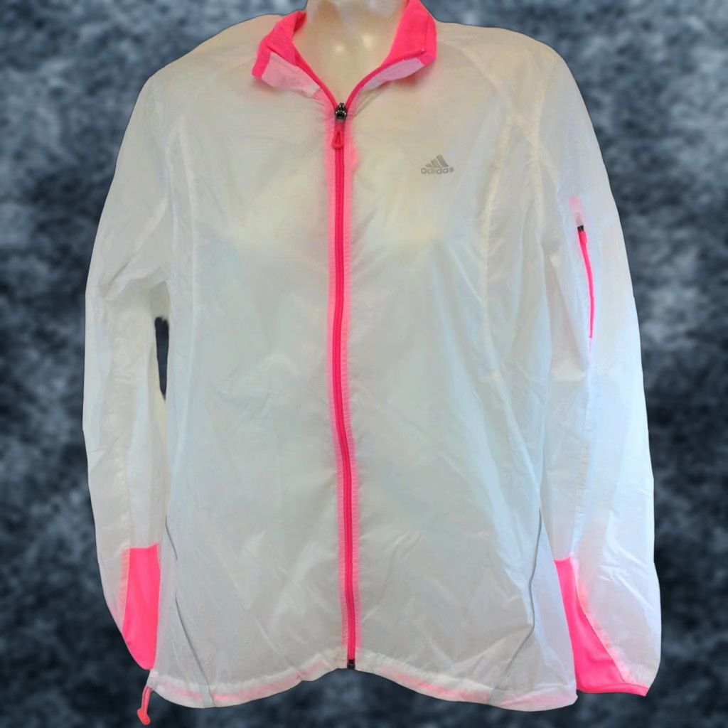 Adidas Womens Adidas ClimaSpeed White Pink Lightweight Running Jacket Size S / US 4 / IT 40 - 1 Thumbnail