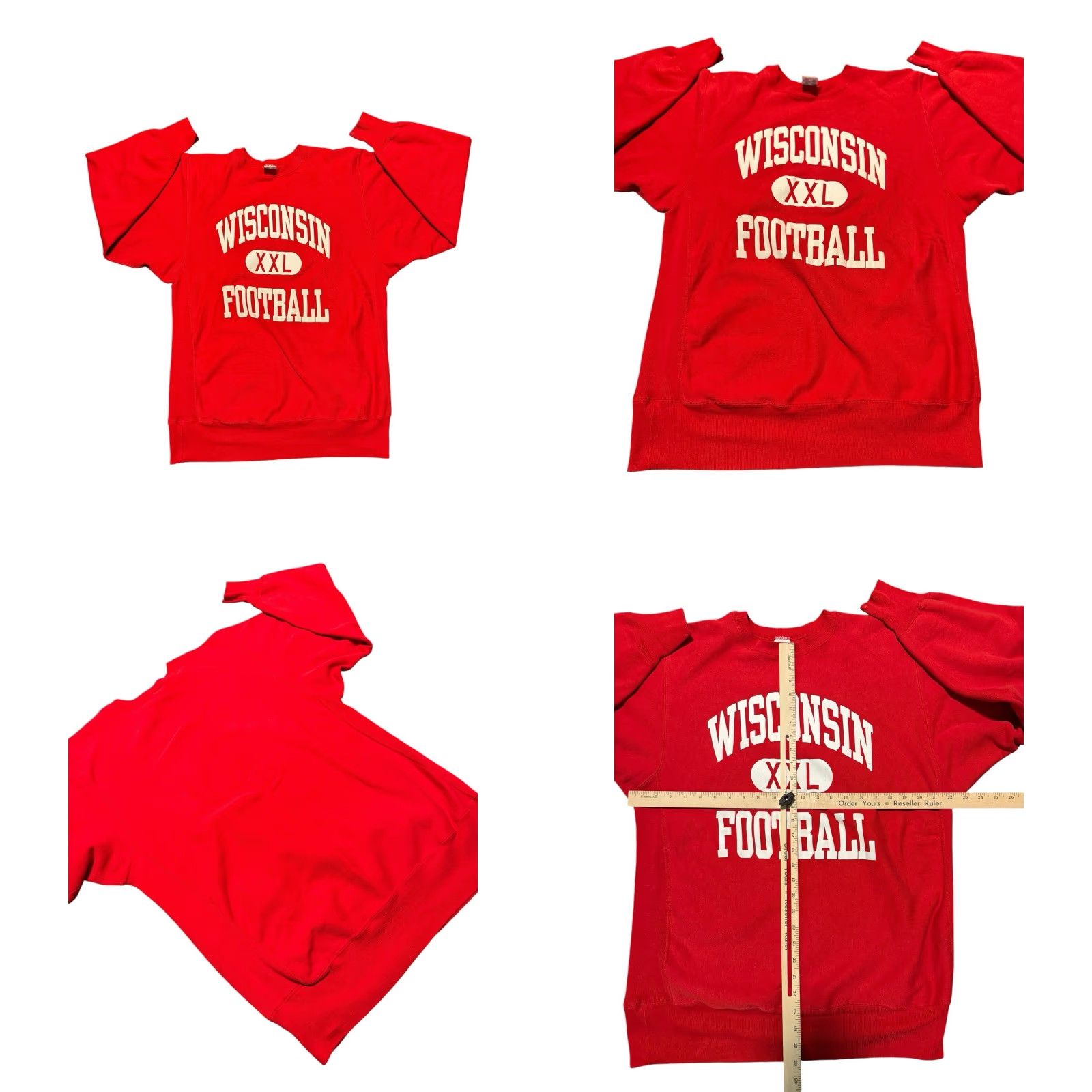 Champion VINTAGE Champion Wisconsin Football Red Sweatshirt Mens XL Crew Neck Pullover Reverse Weave USA Size US XL / EU 56 / 4 - 8 Thumbnail