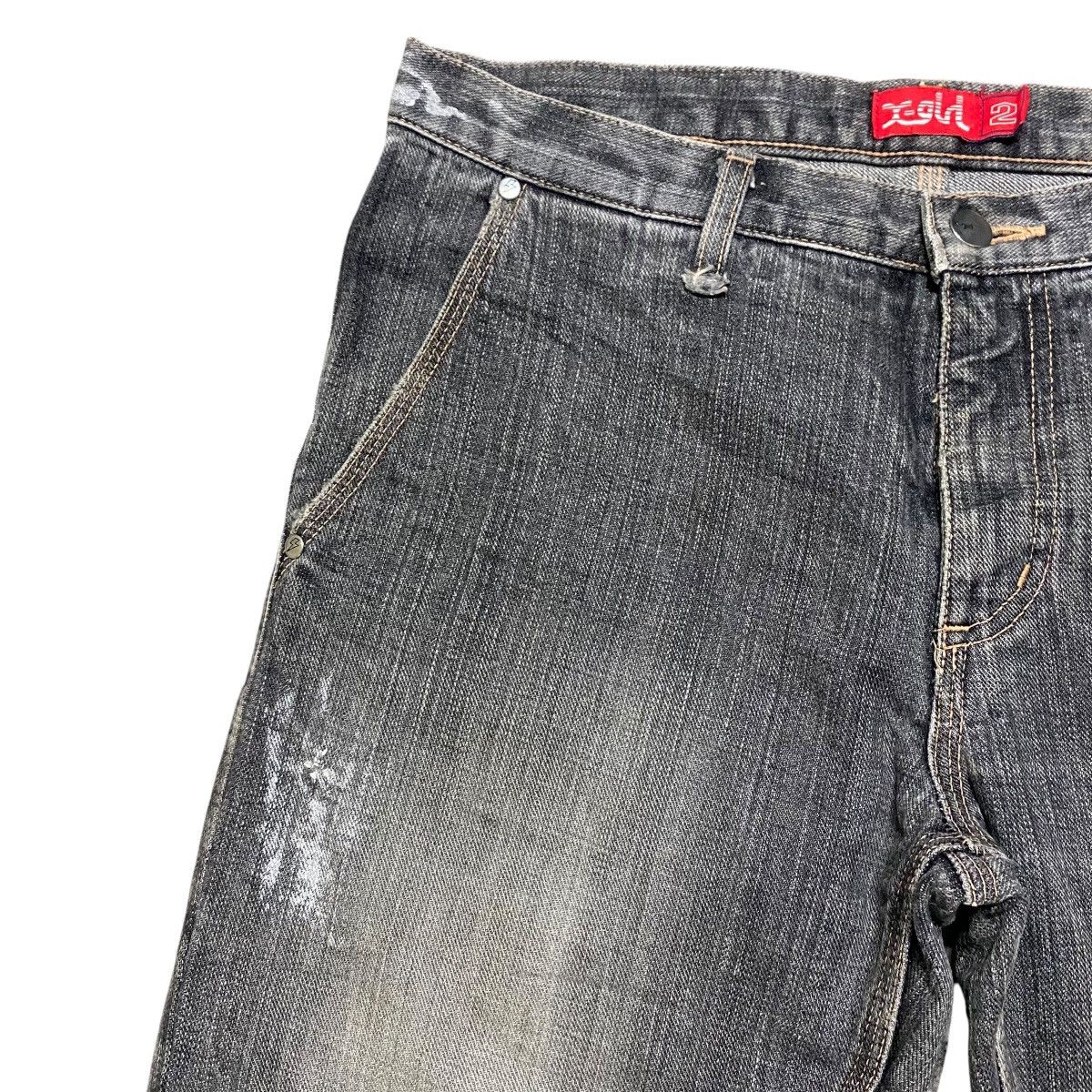 Hysteric Glamour Vintage X-Girl Distressed Denim Faded Black Jeans Size US 30 / EU 46 - 4 Thumbnail