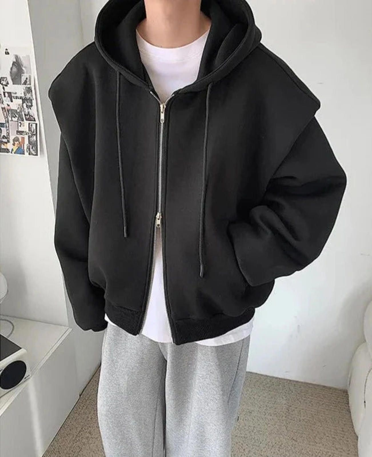 Vintage Exaggerated Shoulder Zip-Up Hoodie Size ONE SIZE - 8 Thumbnail