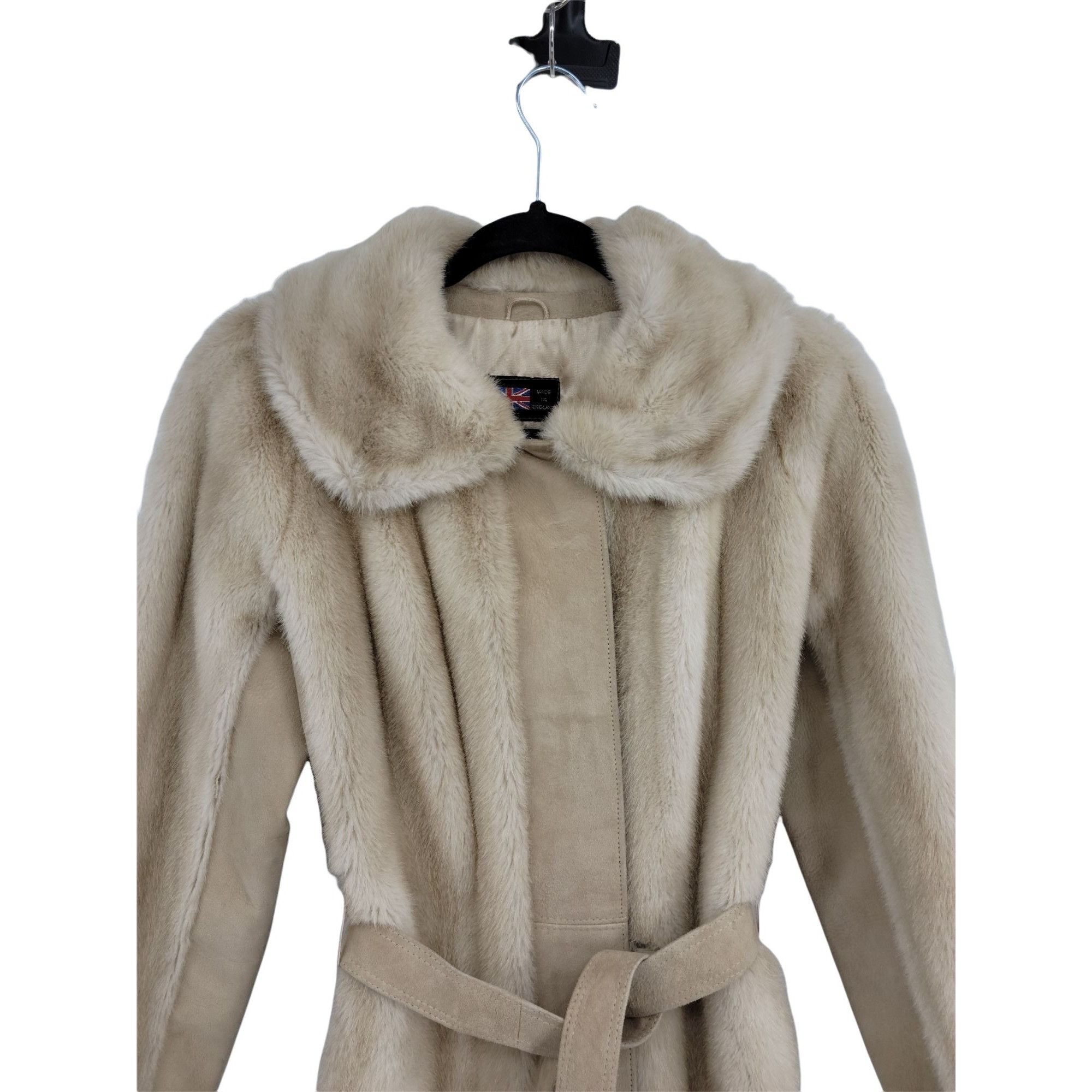 Vintage Vtg 60's Lilli Ann Vegan Faux Fur Penny Lane Coat Sz S Belte Size S / US 4 / IT 40 - 4 Thumbnail