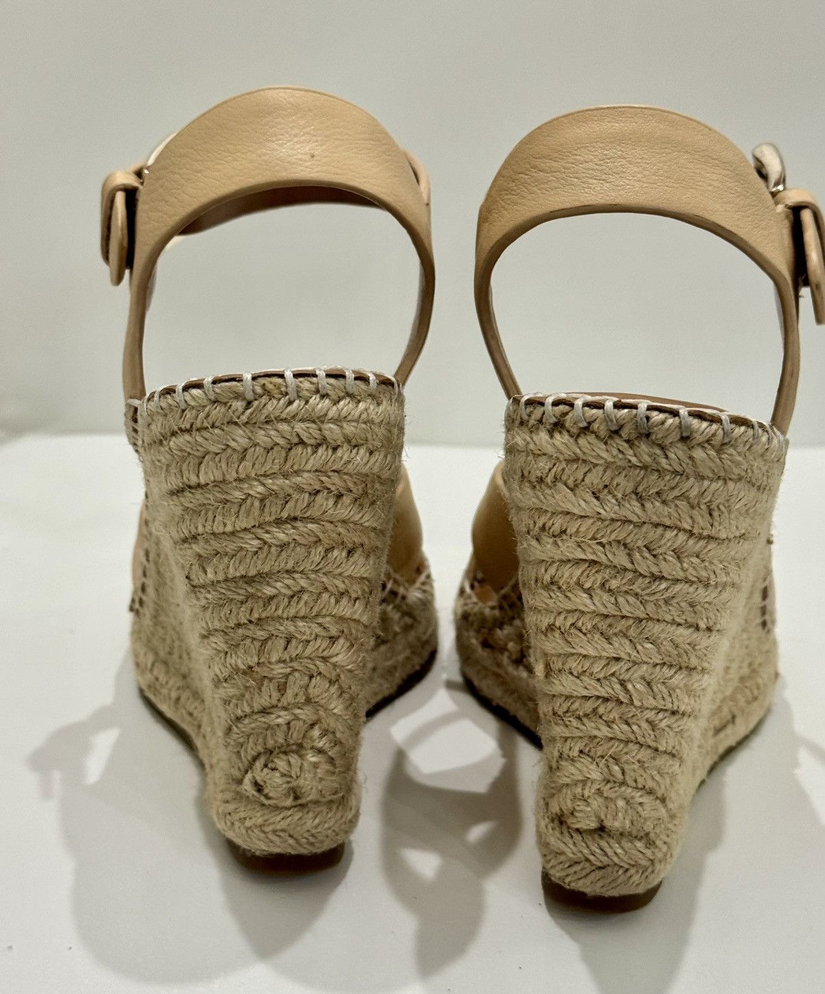Joie Joie Beige Leather Espadrille Wedge Buckle Ankle Strap Size US 6.5 / IT 36.5 - 5 Thumbnail