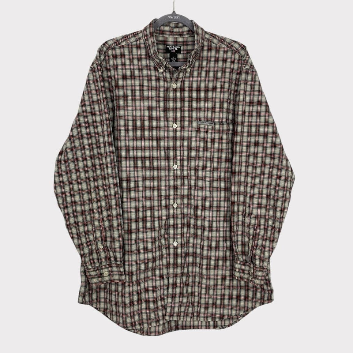 Ralph Lauren × Vintage Ralph Lauren Jeans Co Vtg Red & Grey Plaid Button Down Shirt Size US L / EU 52-54 / 3 - 1 Thumbnail