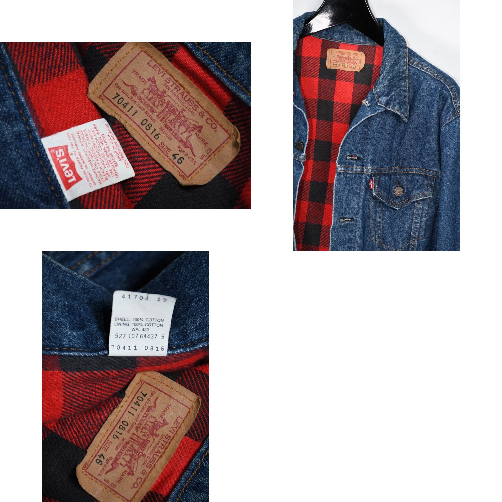 Levi's VINTAGE Levi's Trucker Jacket 70411 0816 Size 46 Denim Blue 80s Lined Leather? (Note: No new words) Size US S / EU 44-46 / 1 - 8 Thumbnail