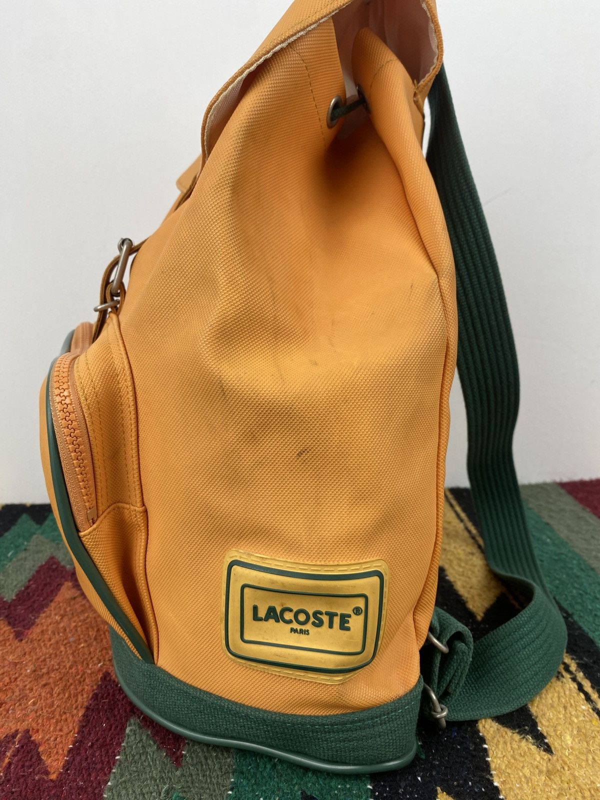 Lacoste 2000’s Lacoste Japan Green Orange Rucksack Size ONE SIZE - 8 Thumbnail