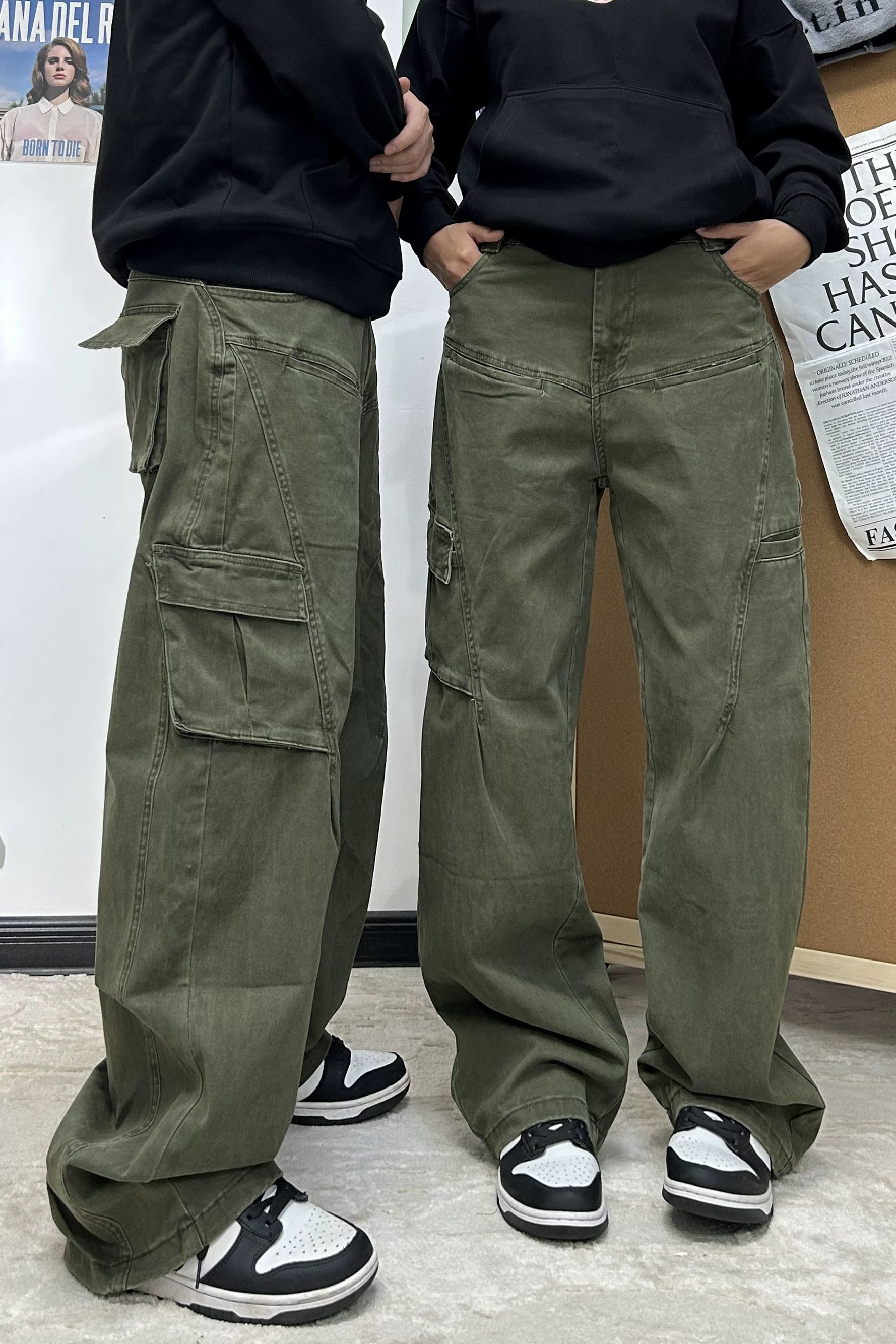 washed faded baggy military utility cargo pants