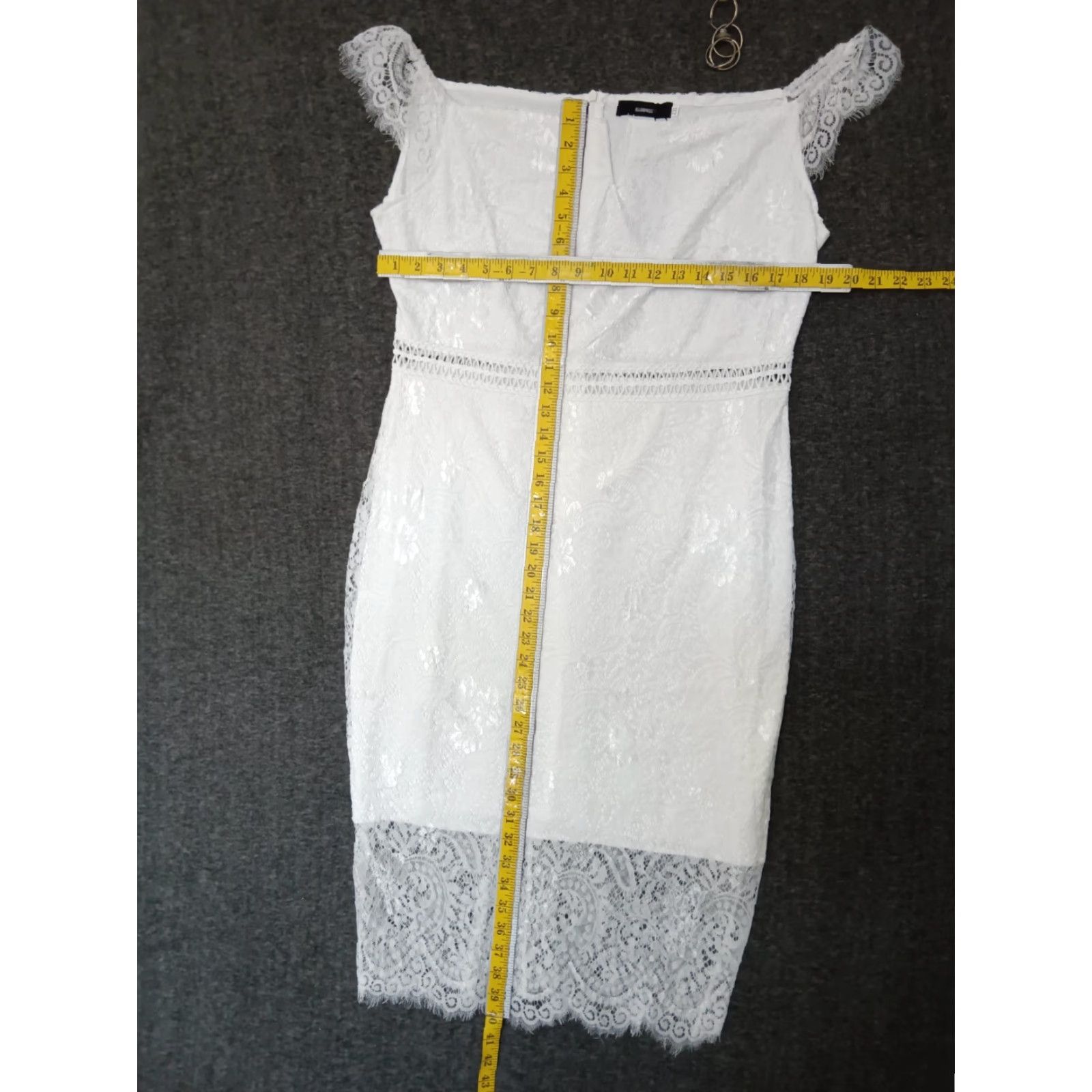 Vintage Allandwell White Lace Dress Women's Sleeveless Strap V-Neck Zip Knee Length Plus Size 2XL Party Cocktail Formal Summer Spring Size XXL / US 16-18 / IT 52-54 - 4 Thumbnail