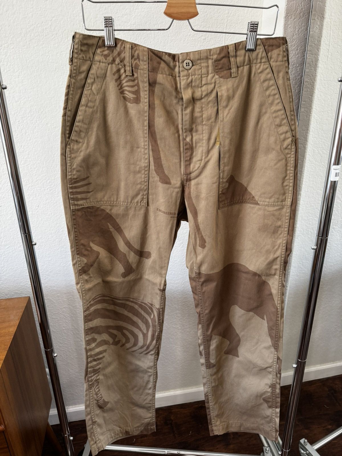 Engineered Garments SS22 Fatigue Pant Cotton Flat Twill Animal Print Khaki sz S Size US 33 - 2 Thumbnail