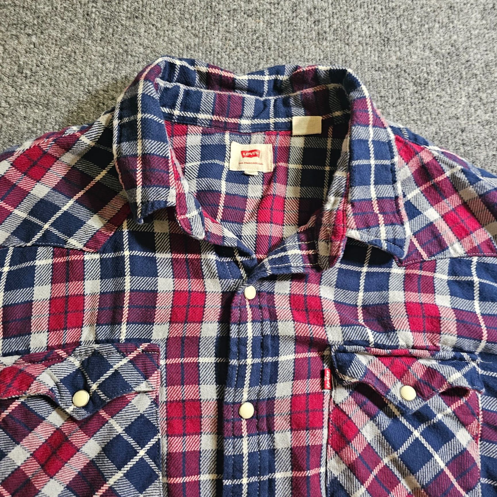 Levi's Levi's Shirt Mens XXL Red Plaid Flannel Pearl Snap Button Western Casual Size US XXL / EU 58 / 5 - 2 Thumbnail