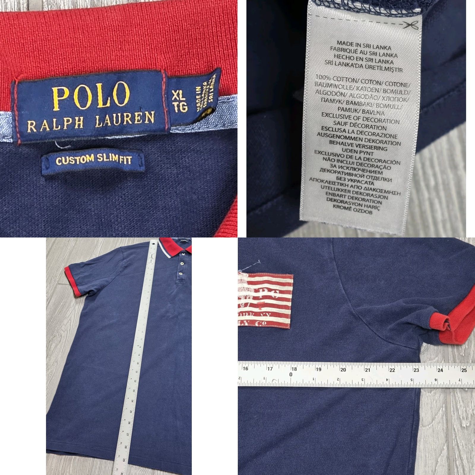 Polo Ralph Lauren Polo Ralph Lauren Mens USA Flag Rugby Polo Shirt XL Slim Blue Red Dipped Polo Shirt USA Flag Rugby Polo XL Slim Blue Red Col­lar Logo Embroidered Size US XL / EU 56 / 4 - 8 Thumbnail