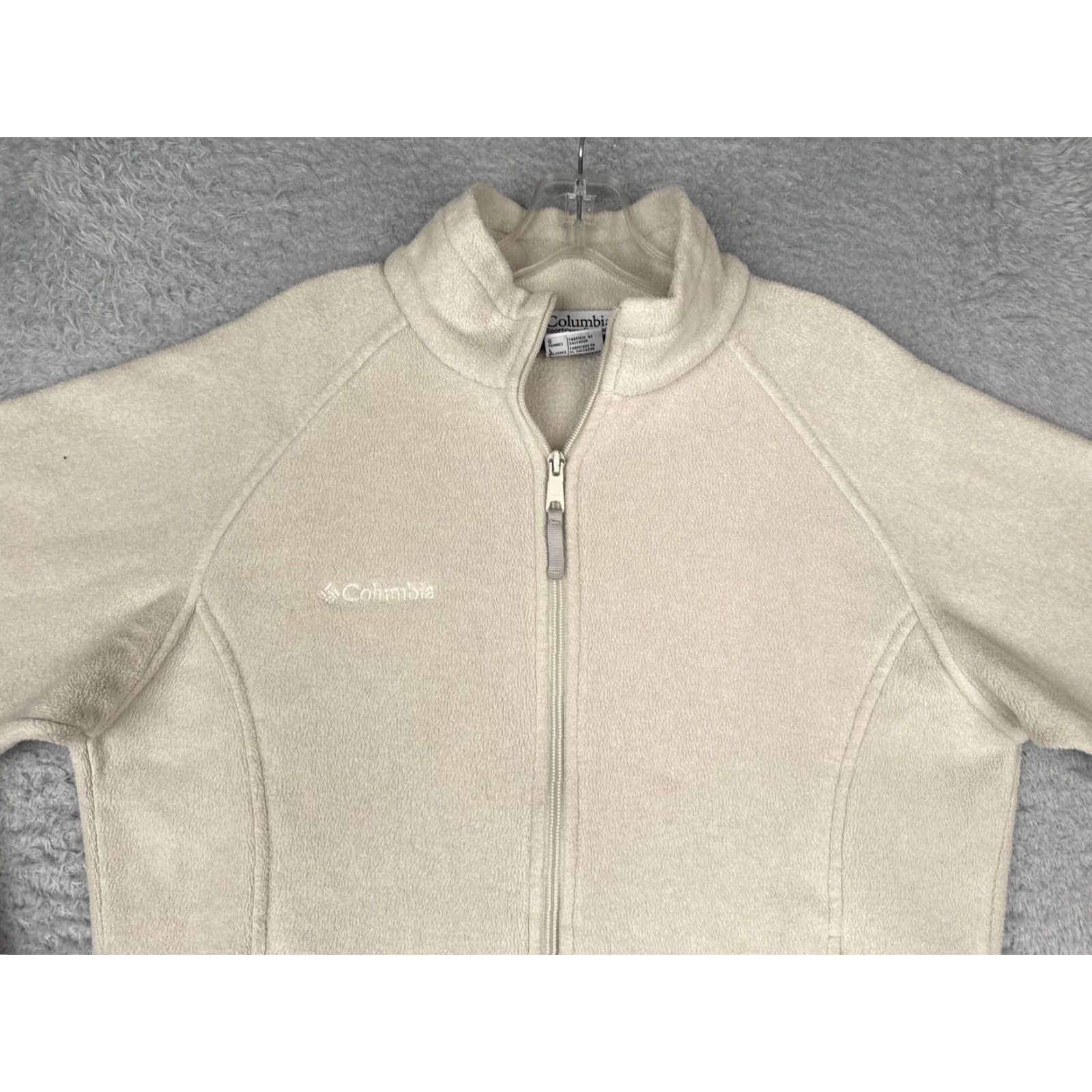 Vintage Columbia Womens Jacket Fleece Full Zip Outdoor Winter All Seasons White Long Sleeve Zip Pockets Regular Logo Mock Neck Historical Outdoor Theme 90s? Size L / US 10 / IT 46 - 7 Thumbnail