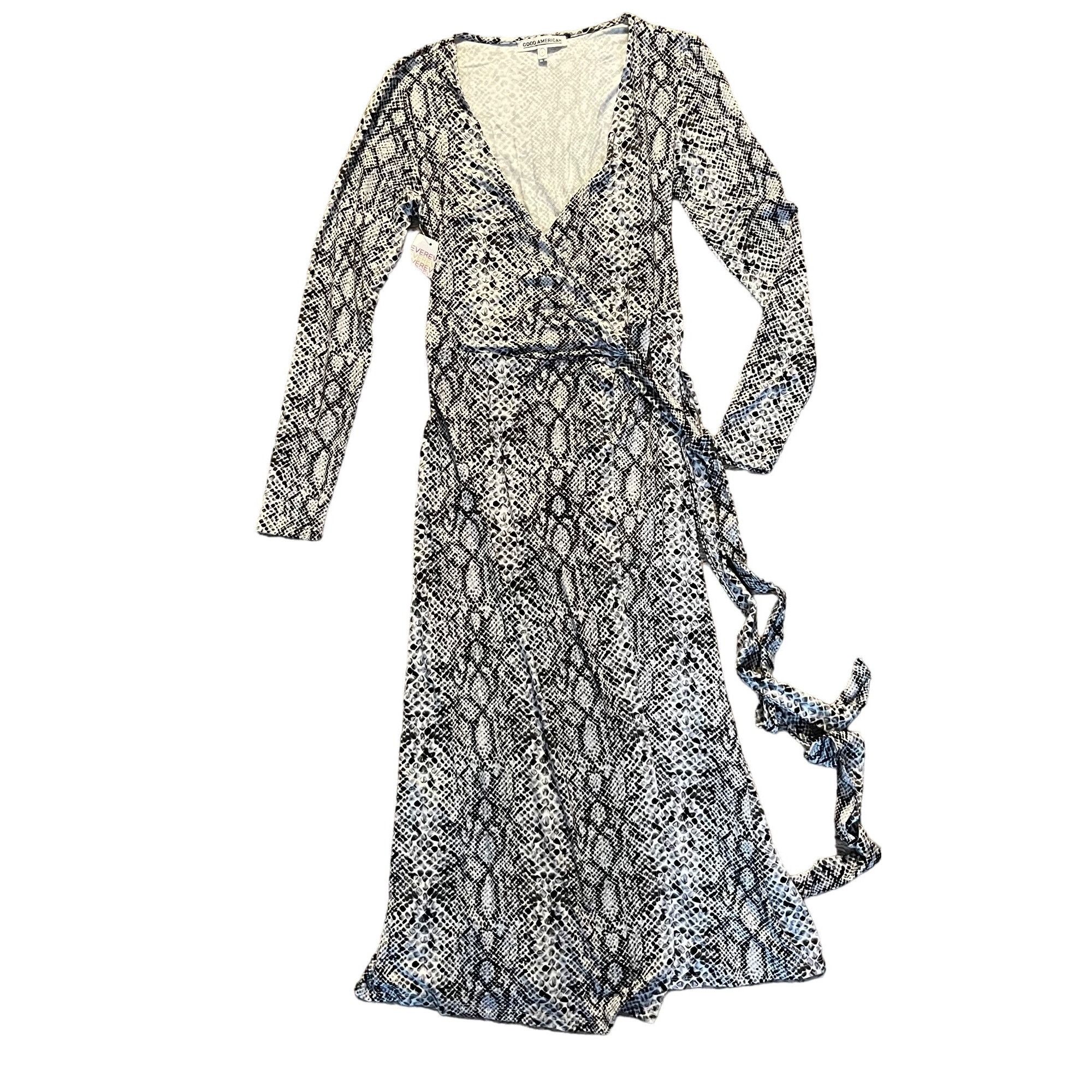 Good American NWT Good American M (2) 8 Runaround Wrap Dress Snake Skin Py Size M / US 6-8 / IT 42-44 - 3 Thumbnail