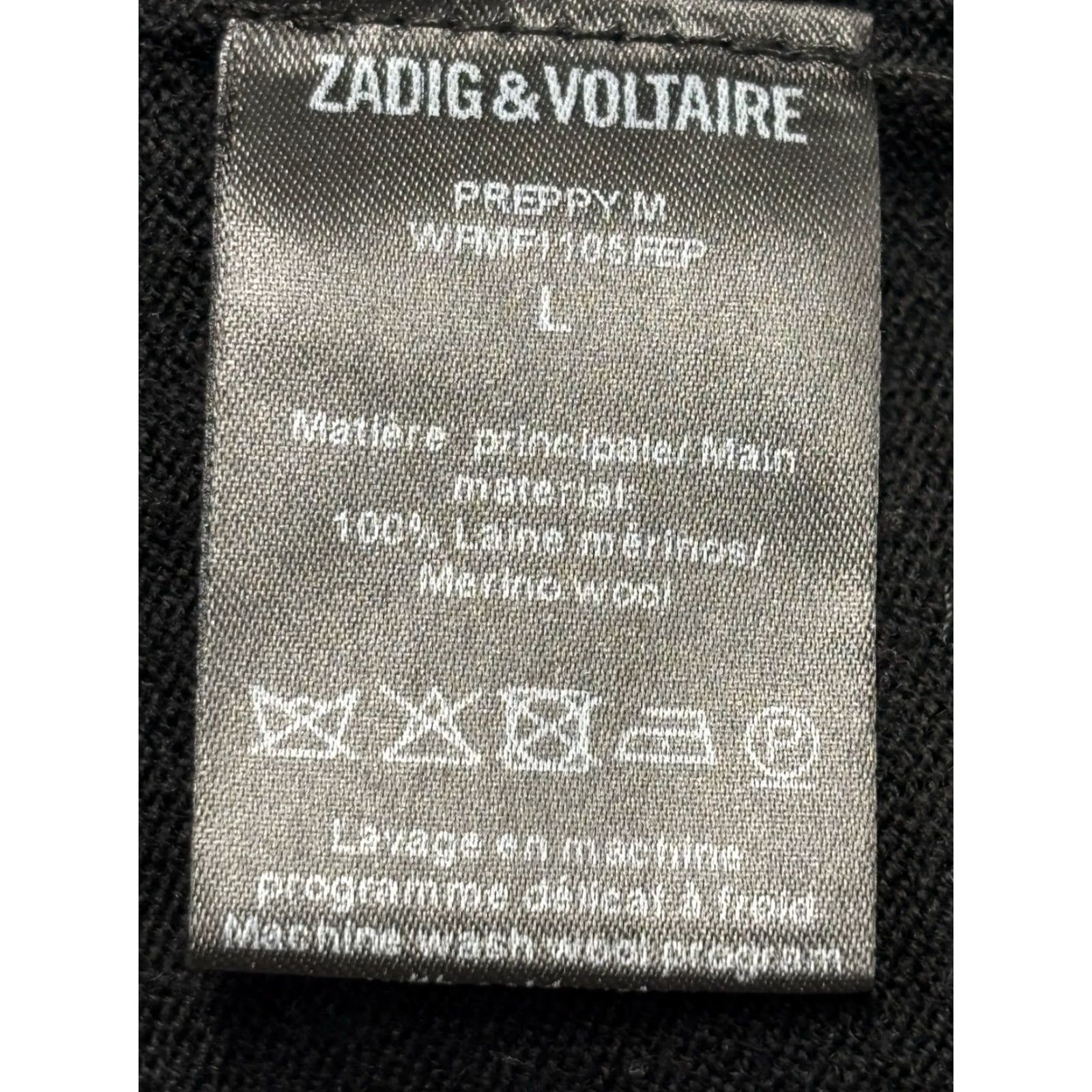 Zadig & Voltaire VINTAGE Zadig & Voltaire Womens Large CICI Star Elbow Merino Wool Sweater Black HI LOW Size L / US 10 / IT 46 - 8 Thumbnail