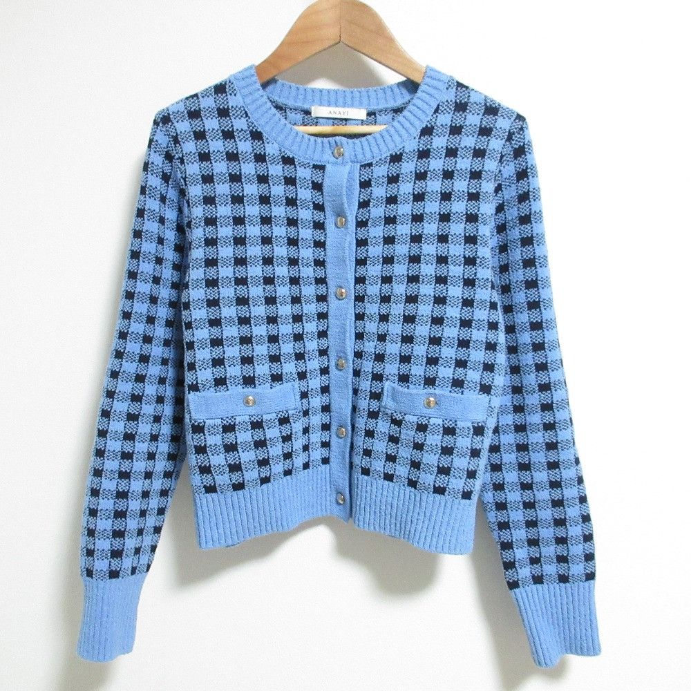 Other Other ANAYI Check Knit Cardigan Others Tops DUTY FREE for USA Size ONE SIZE - 1 Thumbnail