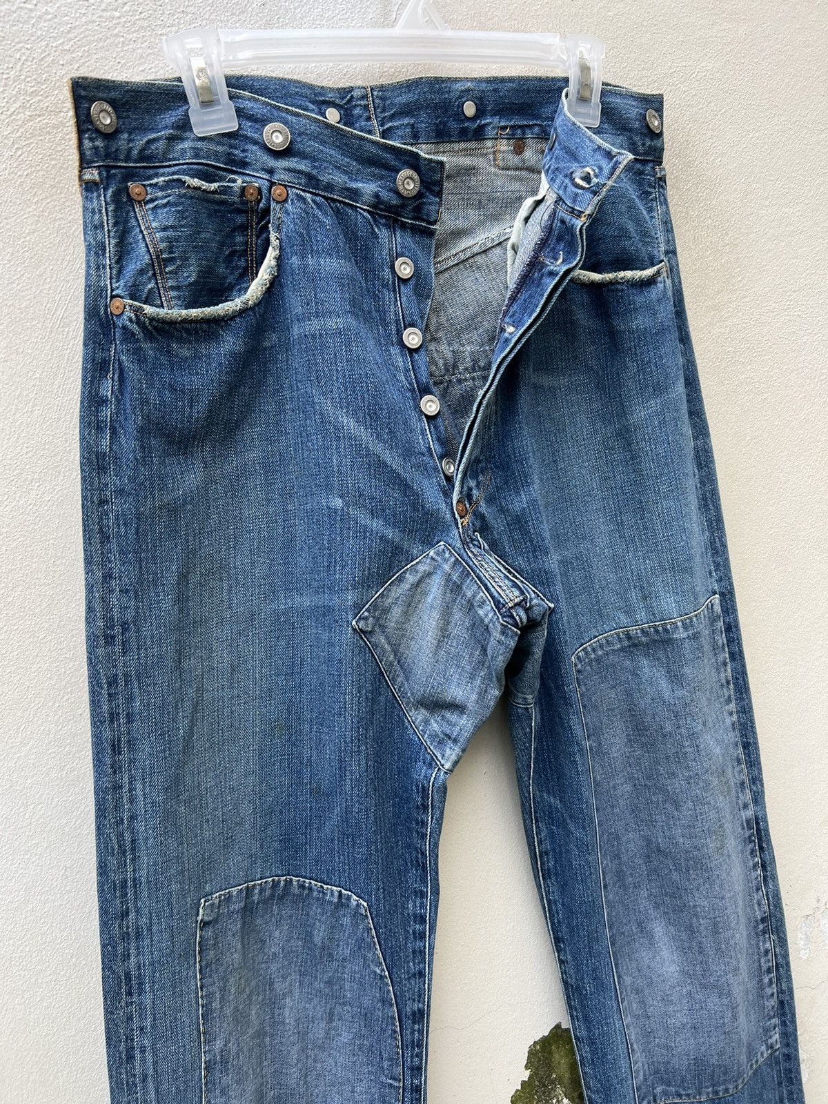 Levi's 90s Levi's LVC #555 Distressed Patchwork Selvedge Denim Size US 32 / EU 48 - 7 Thumbnail