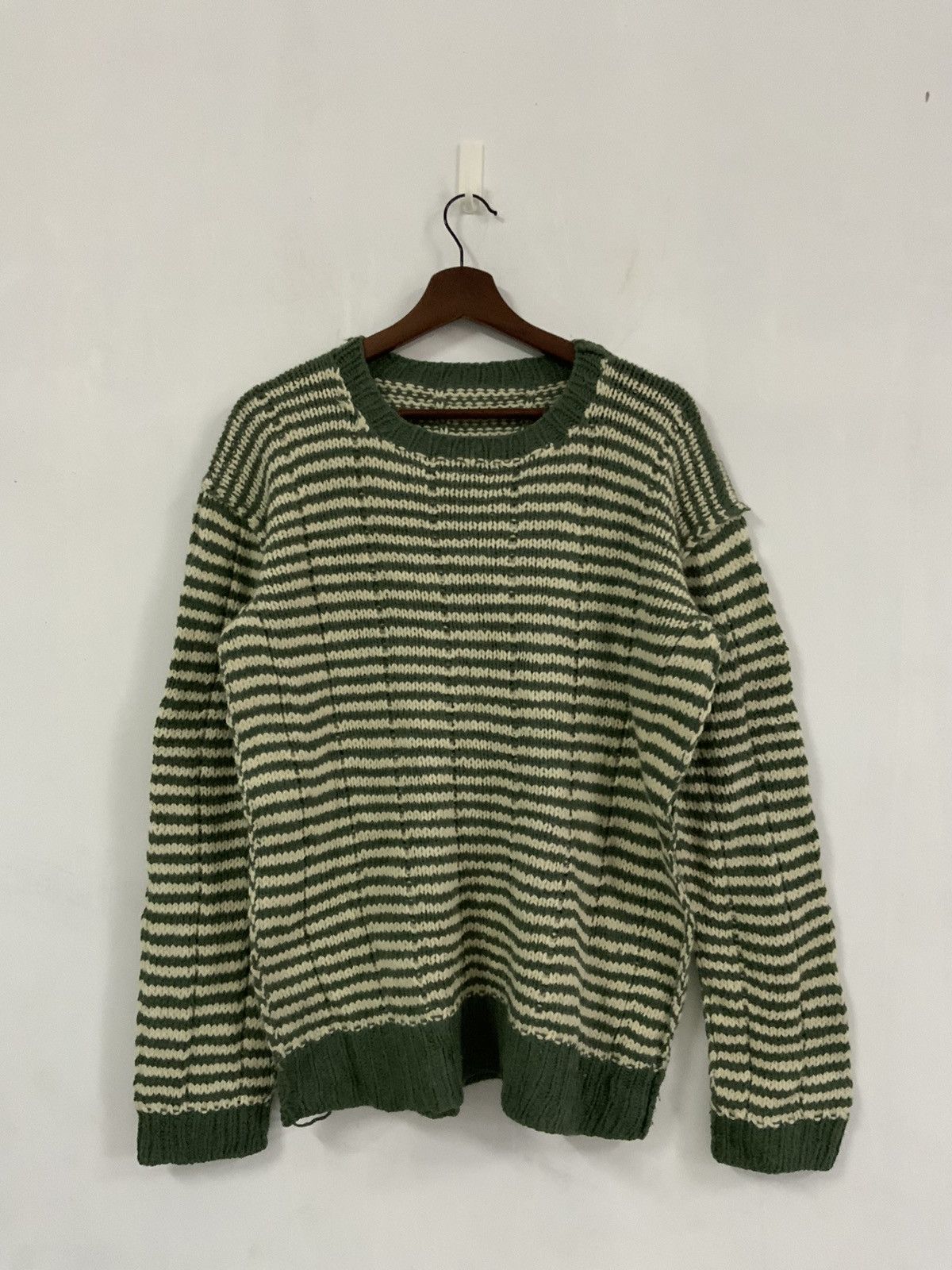 Handmade Striped Avant Garde Handmade Cross Stitch Knit Sweater Size US M / EU 48-50 / 2 - 1 Thumbnail