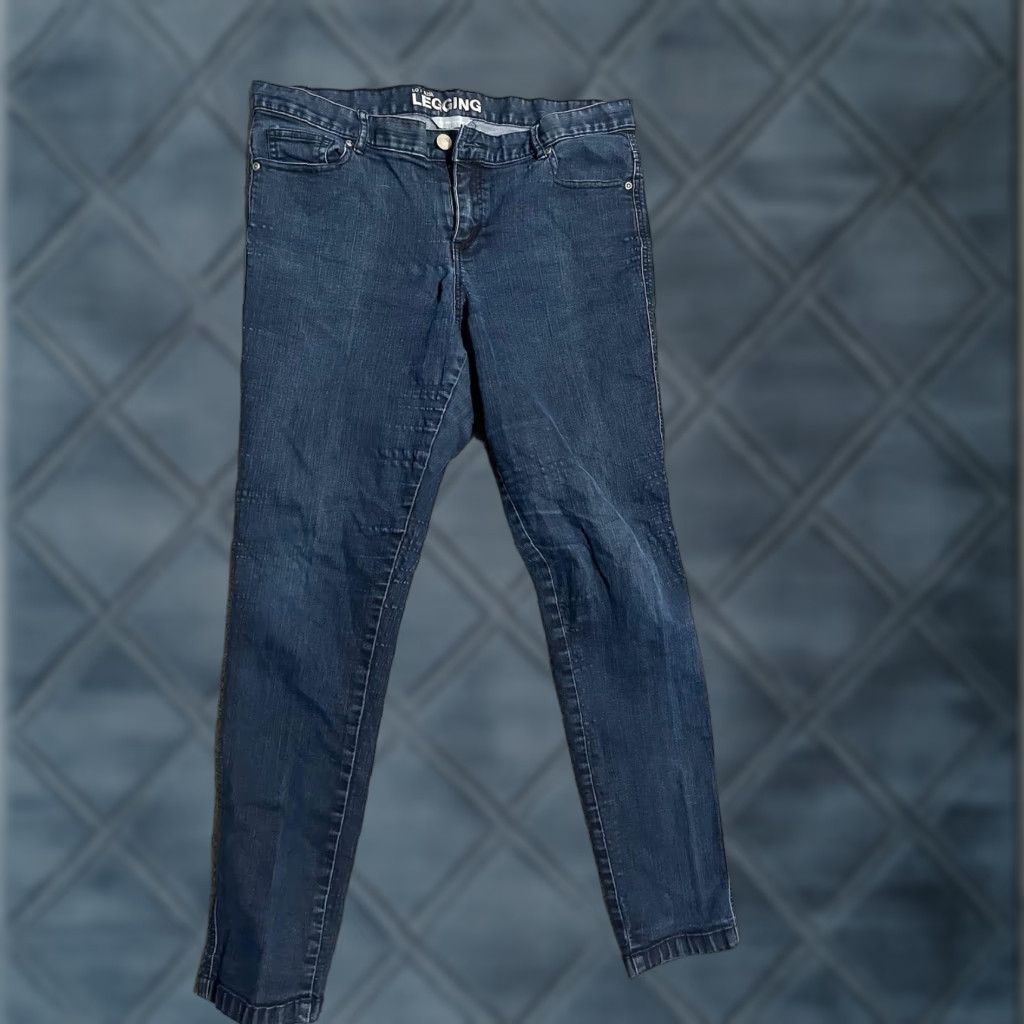 Vintage New York & Company Jeans - Low Rise Jegging Blue Womens 12 Tally Pocket 5-Pocket Denim Cotton Blend Belt Loops Size 34" / US 12 / IT 48 - 1 Thumbnail