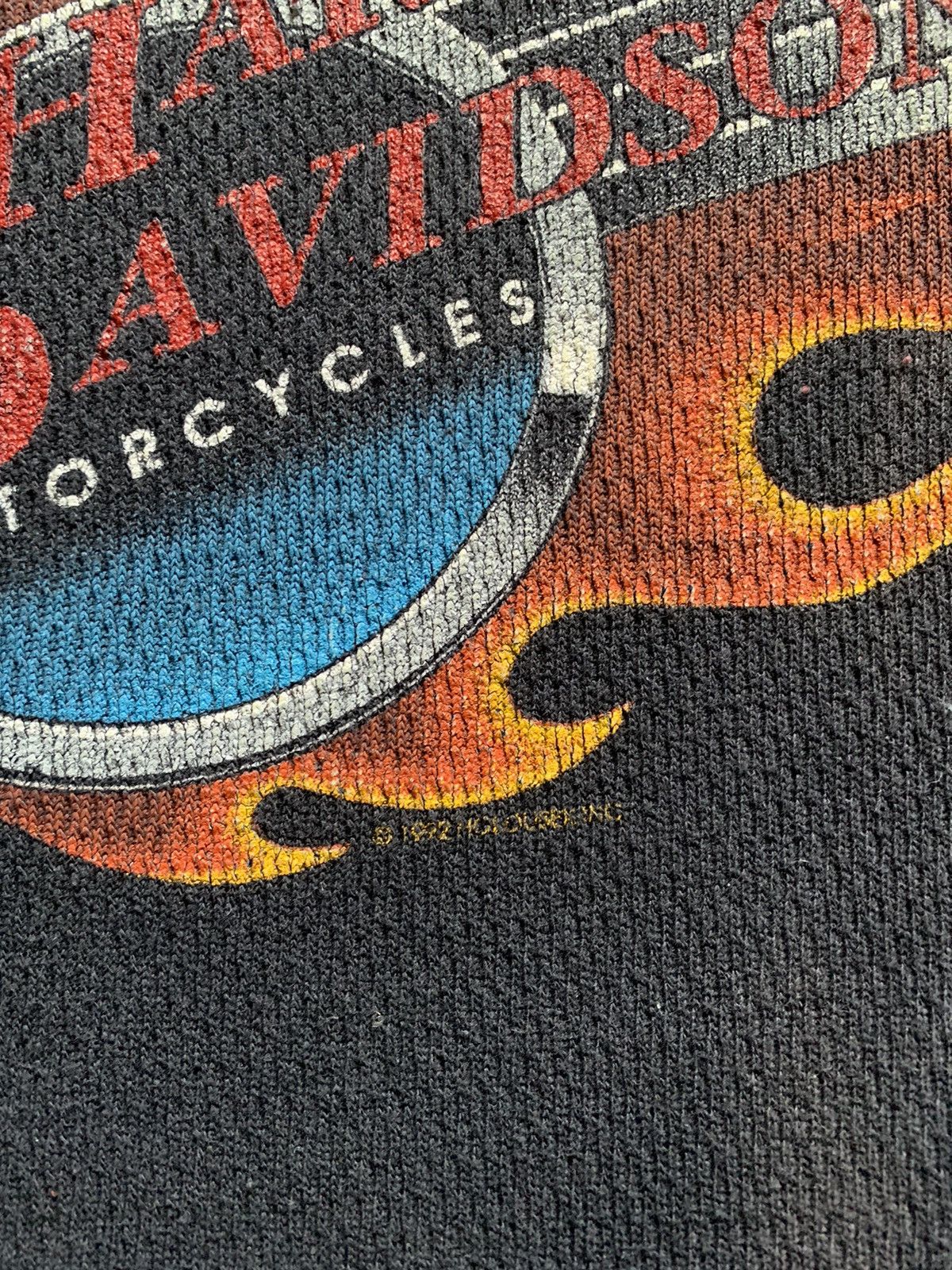 Harley Davidson × Vintage Vintage 1993 Harley Davidson Flames Thermal Longsleeve Size US L / EU 52-54 / 3 - 4 Thumbnail