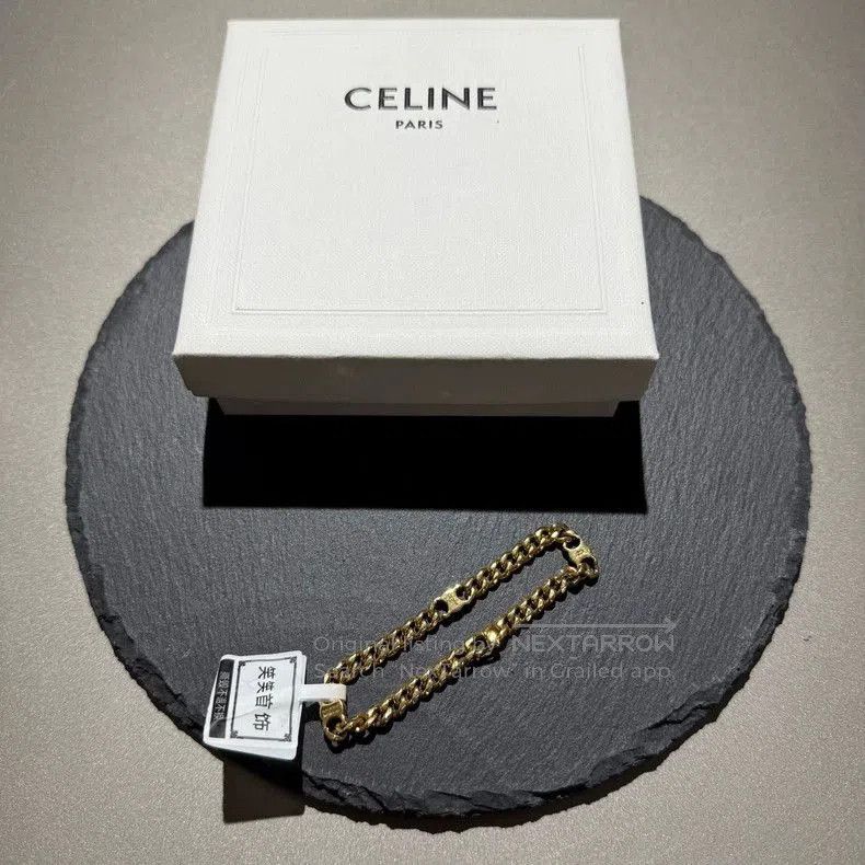 Celine Celine Gold Arc de Triomphe Logo Bracelet. Size ONE SIZE - 4 Thumbnail