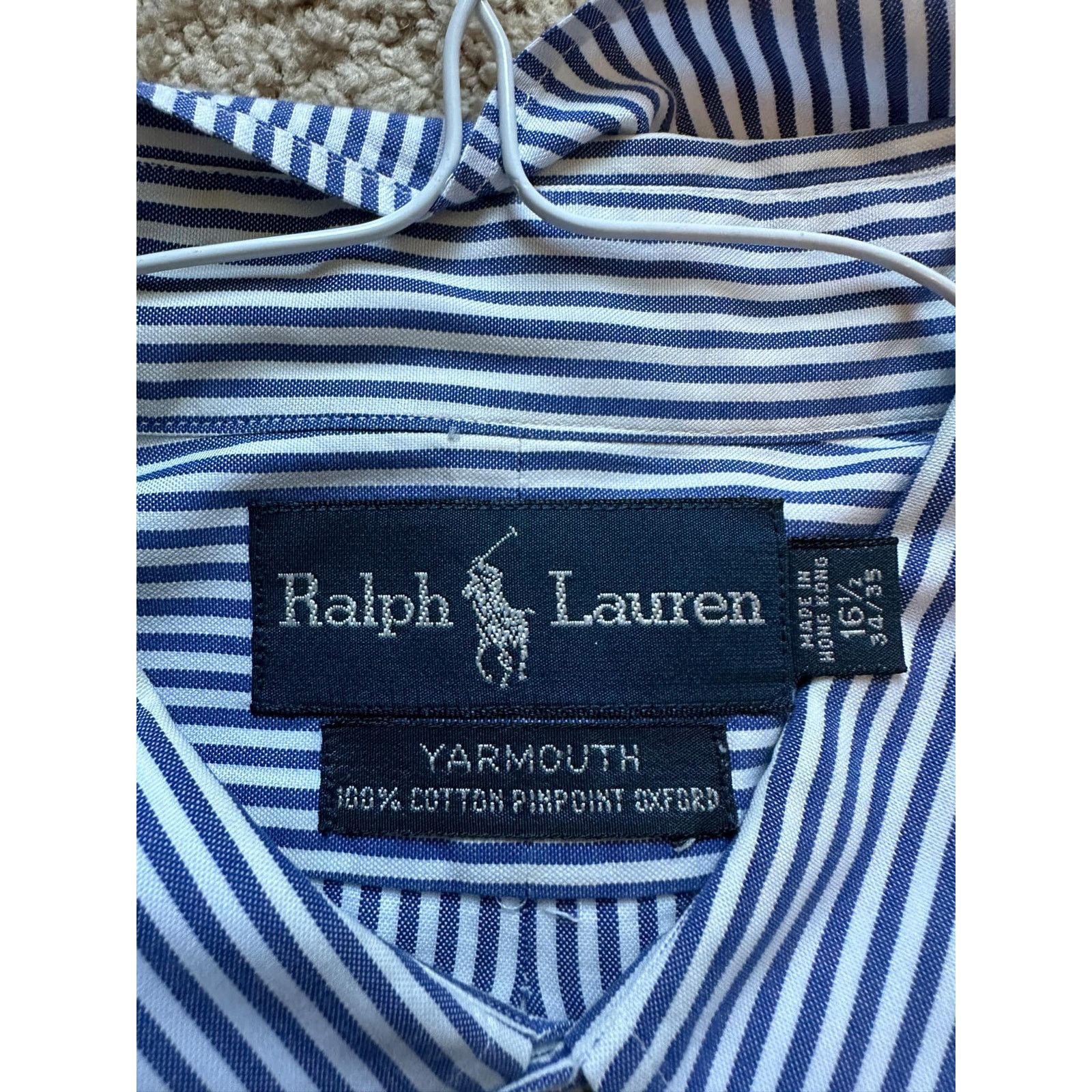 Ralph Lauren Ralph Lauren Yarmouth Stripe Dress Shirt Blue/White 16.5 Size US L / EU 52-54 / 3 - 2 Thumbnail