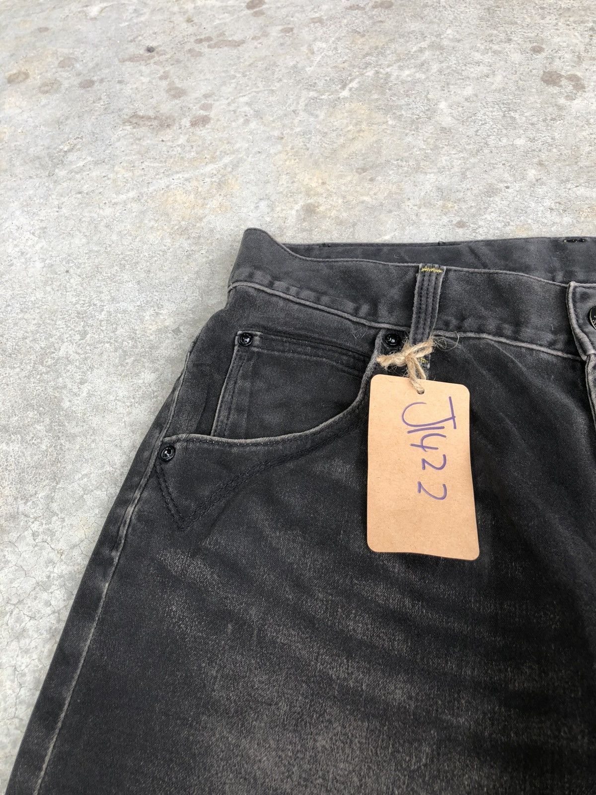 If Six Was Nine Japanese Lee Flared Jeans Distressed Suede Size US 31 - 14 Thumbnail