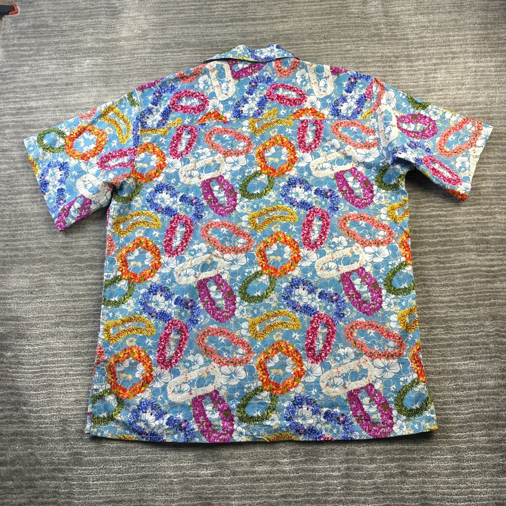 Vintage Yiume Shirt Mens M Blue Floral Hawaiian Button-Up Cotton Short Sleeve Casual Party/Cocktail Size US M / EU 48-50 / 2 - 2 Thumbnail