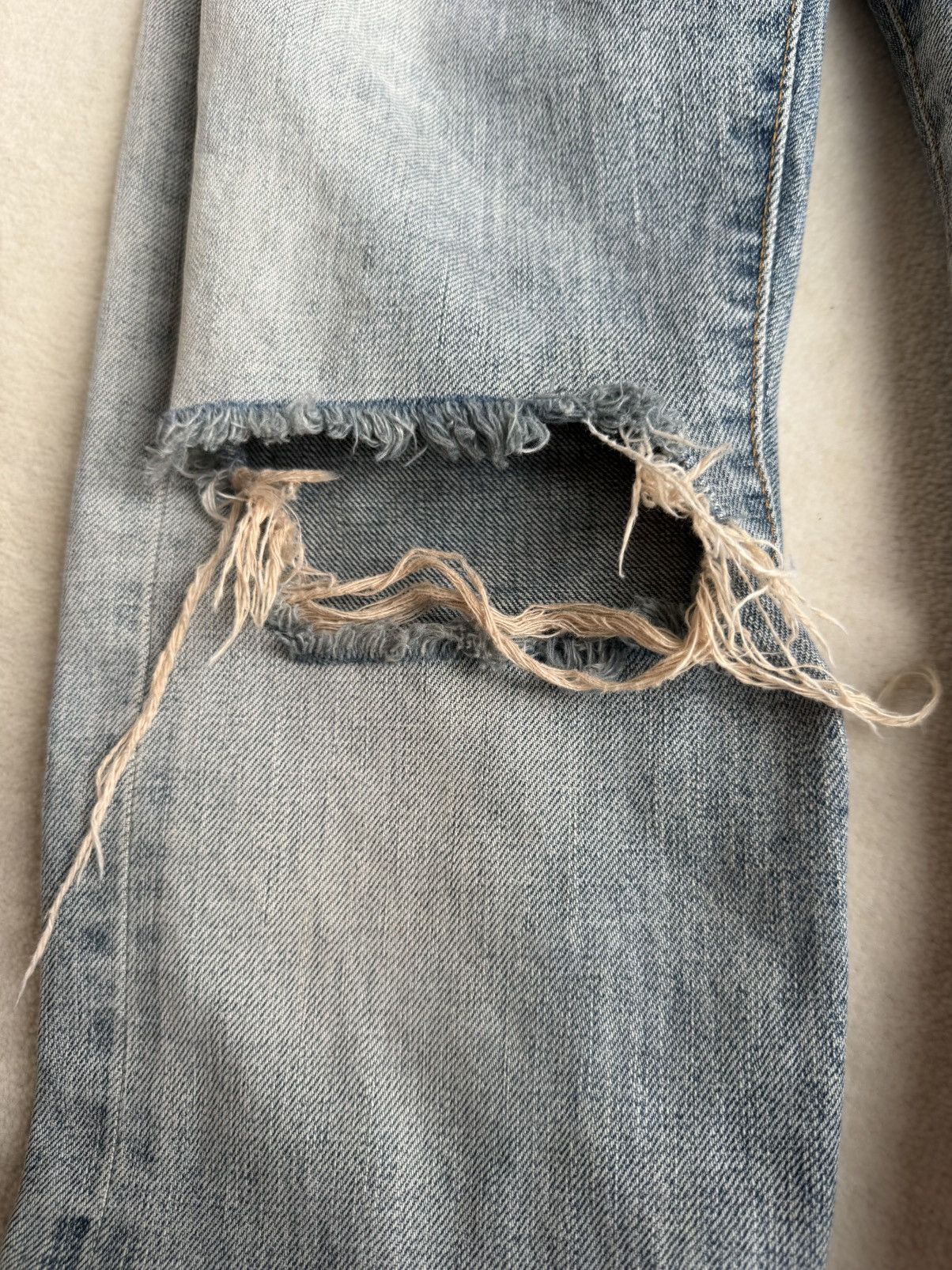 SS16 Saint Laurent selvedge knee rip jeans Hedi 31 crash