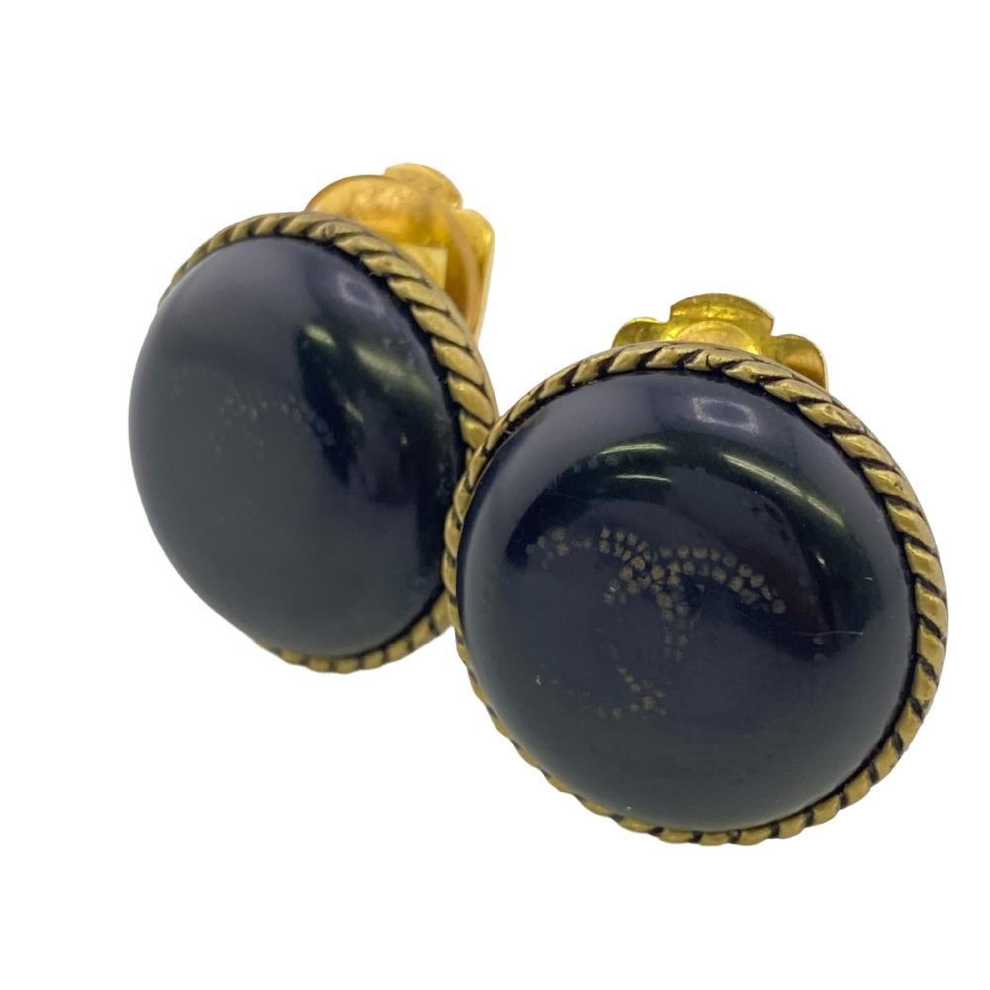 image of Chanel 00A Here Mark Earrings Black Ladies, Women's