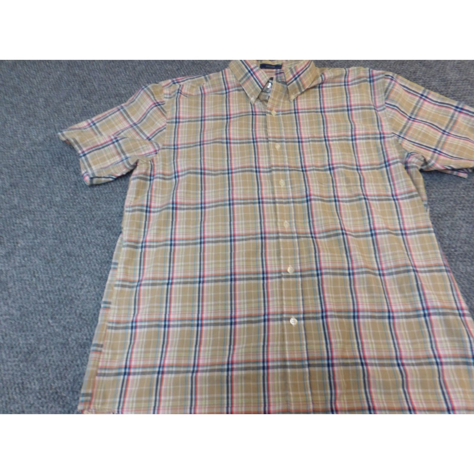 Vintage Saddlebred Shirt Men L Beige Plaid Button-Down Easy Care Slimming Pockets Logo Vintage No (Adult Regular) Size US L / EU 52-54 / 3 - 3 Thumbnail