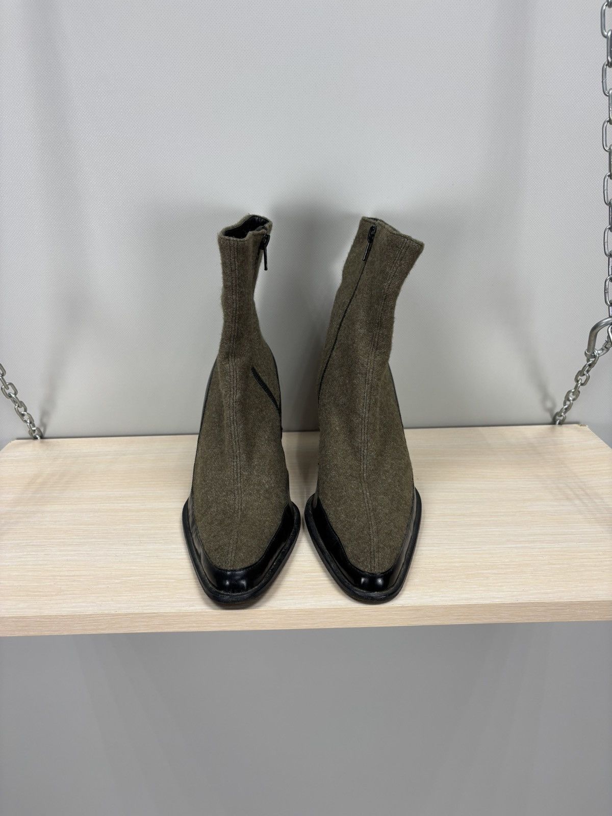 Jil Sander Womens wool heels Jil Sander Size 38 1/2 Color Green/Black Size US 8.5 / IT 38.5 - 3 Thumbnail
