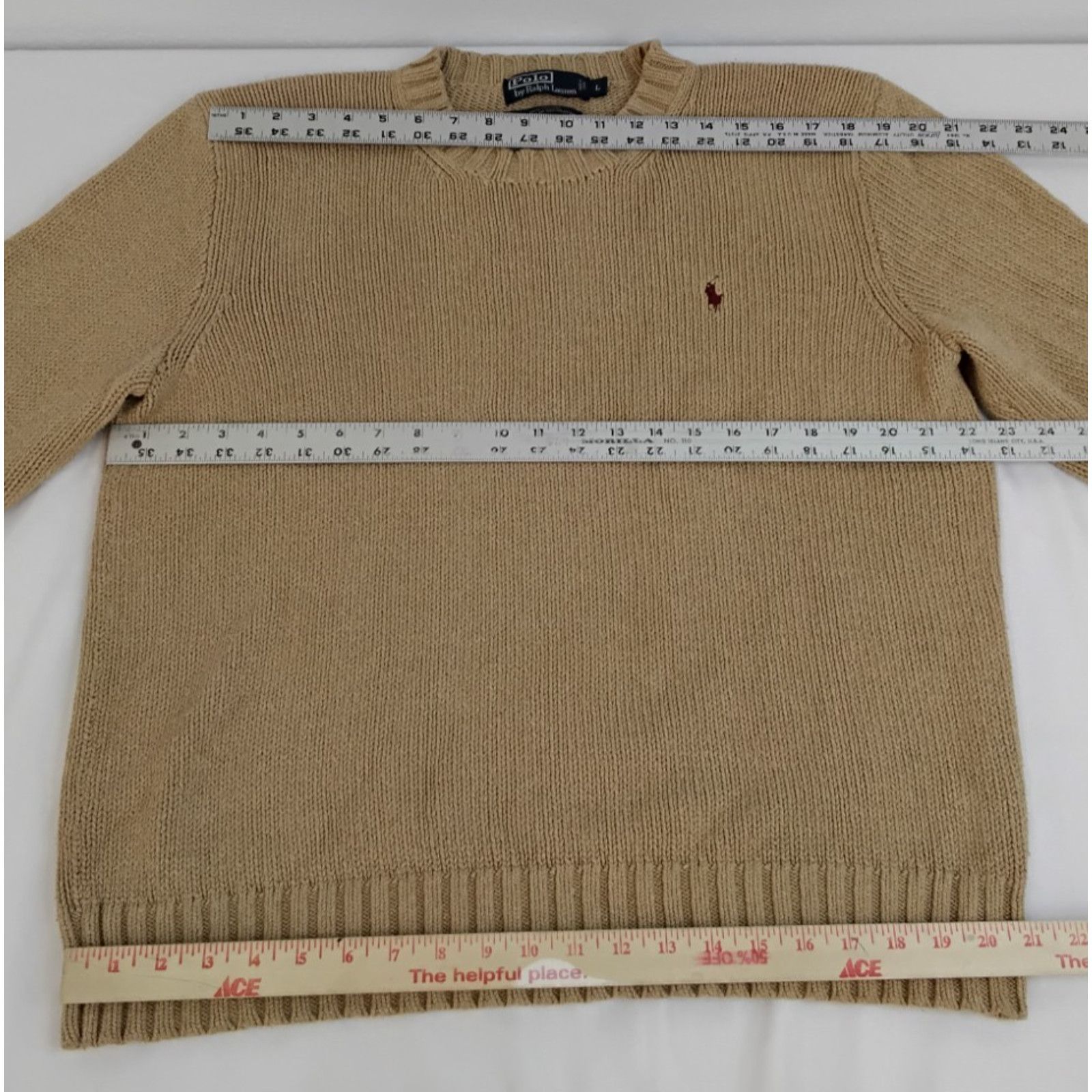 Polo Ralph Lauren Polo Ralph Lauren Sweater Men's L Tan 100% Cotton Crew Neck Size US L / EU 52-54 / 3 - 11 Thumbnail