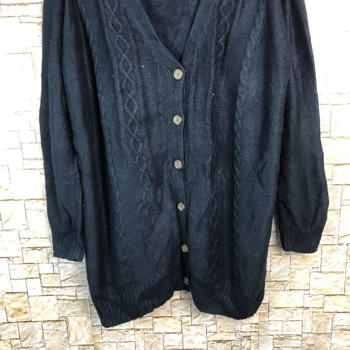 Vintage Japanese Brand Dark Blue Cardigan Knitwear #A684 Size US XL / EU 56 / 4 - 3 Thumbnail