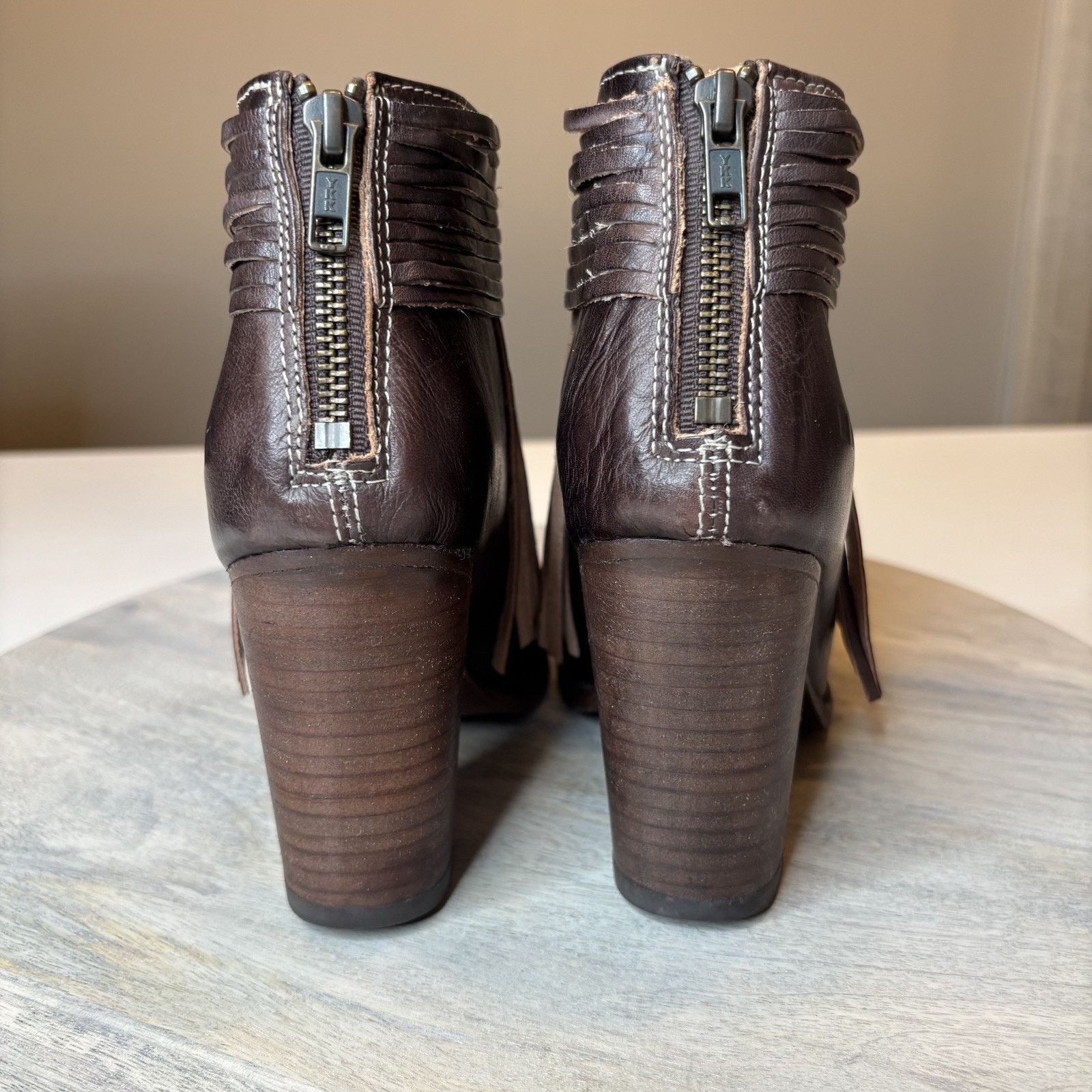 Bed Stu Bed Stu Onset Olivia Peep Toe Fringe Leather Booties Sz 6.5 Size US 6.5 / IT 36.5 - 7 Thumbnail