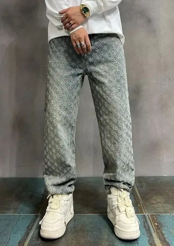 Japanese Brand VIBE Trendy High Street Jacquard Design Jeans Size US 31 - 7 Thumbnail