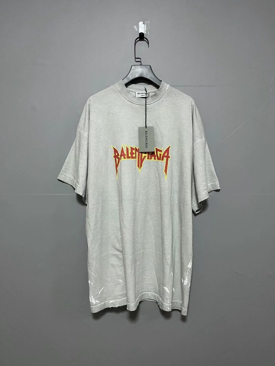 Balenciaga Inkjet Rock Flame Lightning Logo Short Sleeve