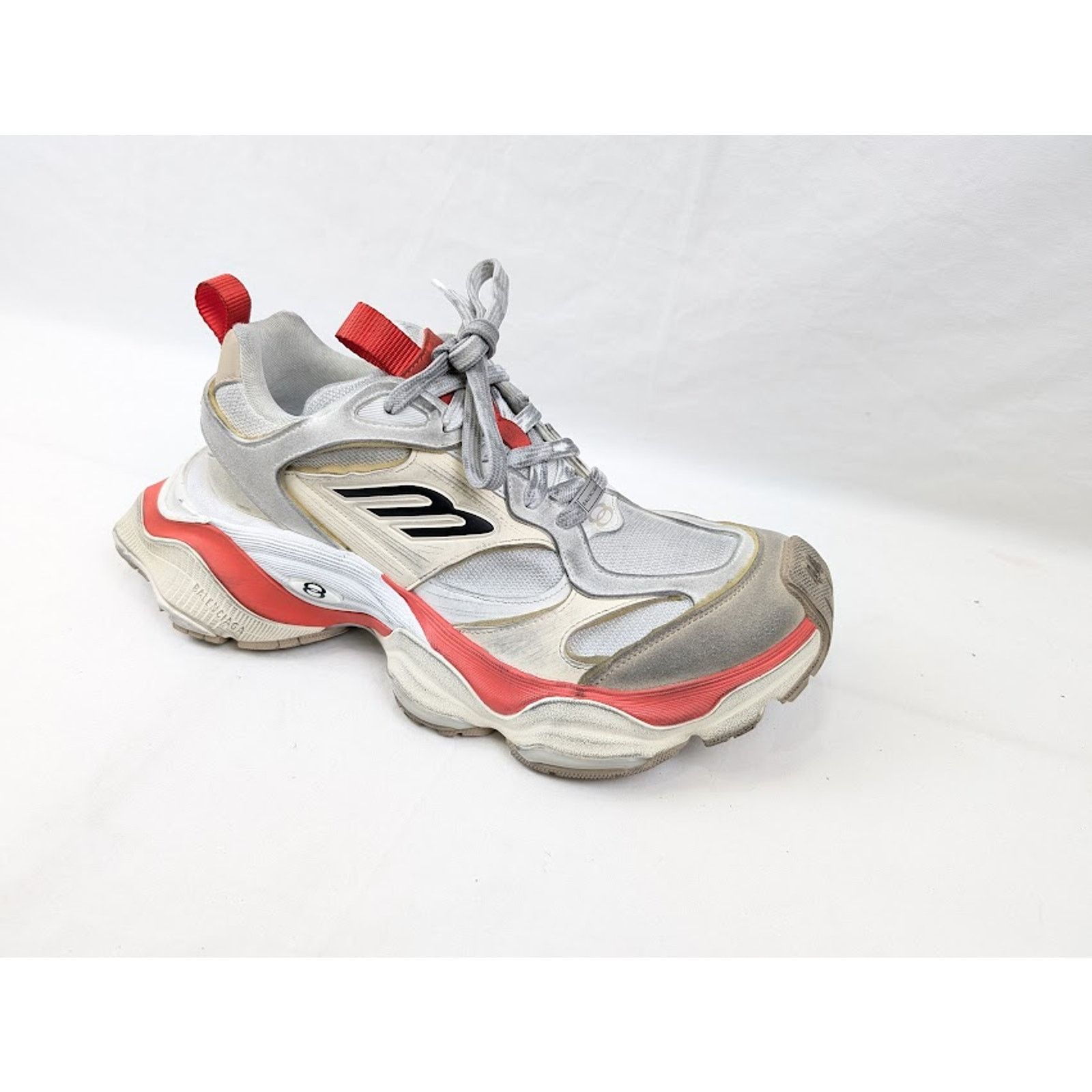 Balenciaga o1rshd1 Cargo Suede Low-Top Sneakers in Beige/Grey/Red Size US 12 / EU 45 - 2 Thumbnail
