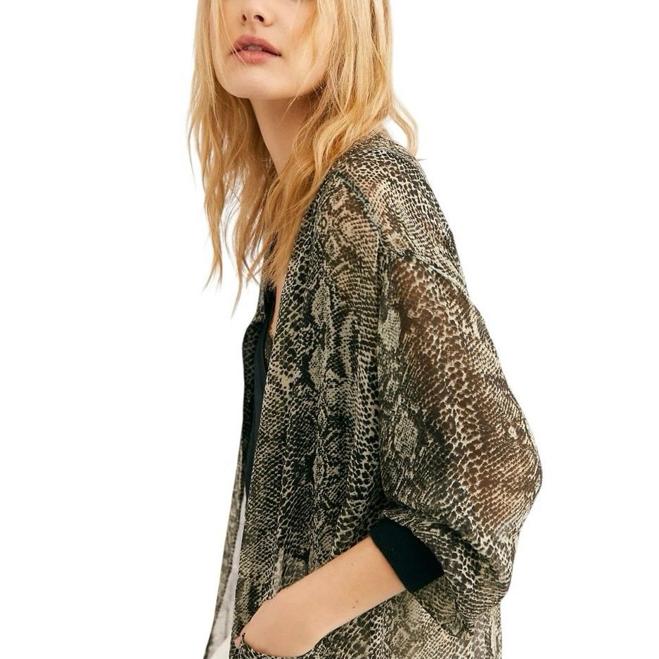 Free People Free People Lori Bomber Jacket Oversized Sz M Black Sheer Size M / US 6-8 / IT 42-44 - 3 Thumbnail