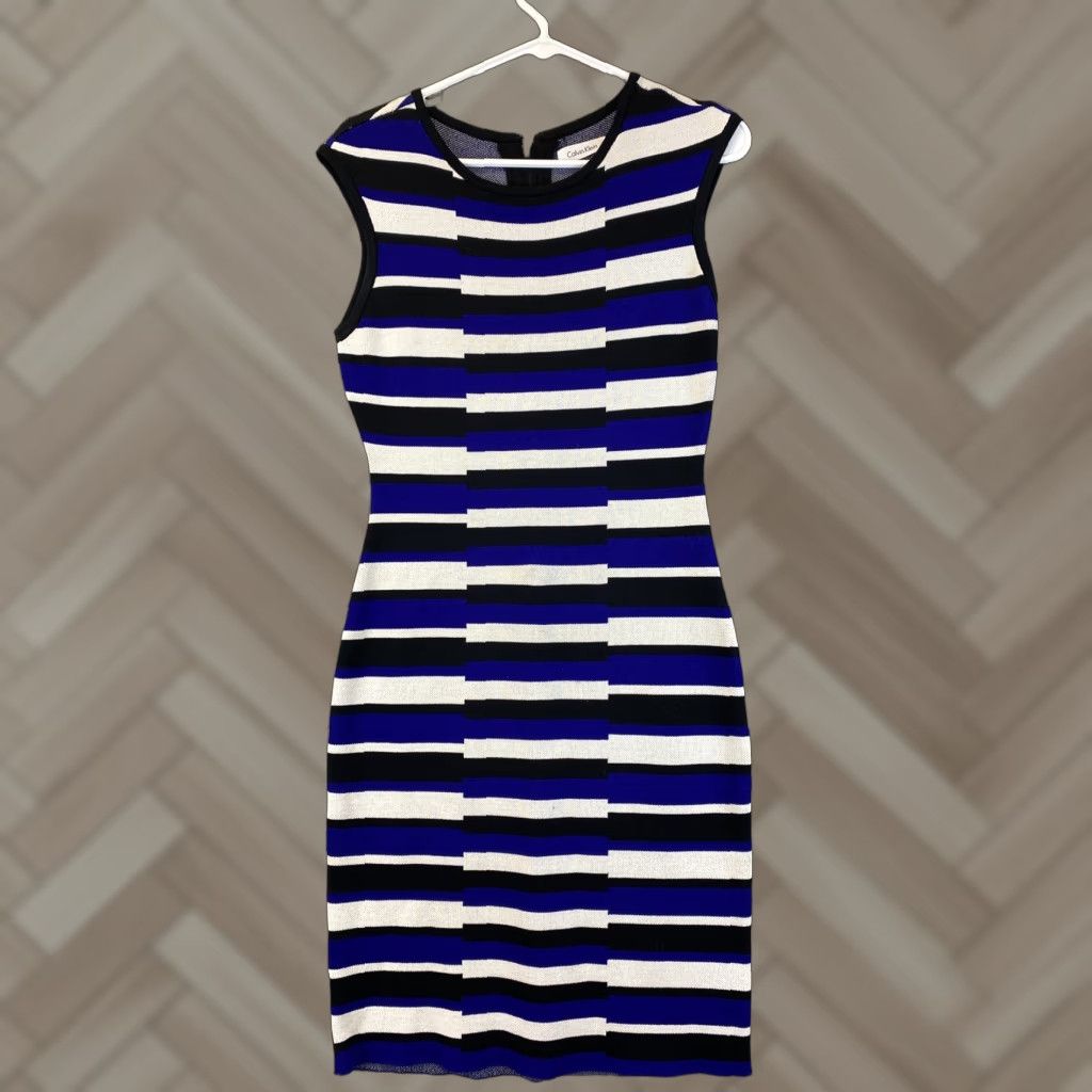 Calvin Klein calvin klein dress Blue Black White size S Shaping 59-20 Knee Length Pencil Dress Regular Women Multicolor Colorful Size S / US 4 / IT 40 - 1 Thumbnail