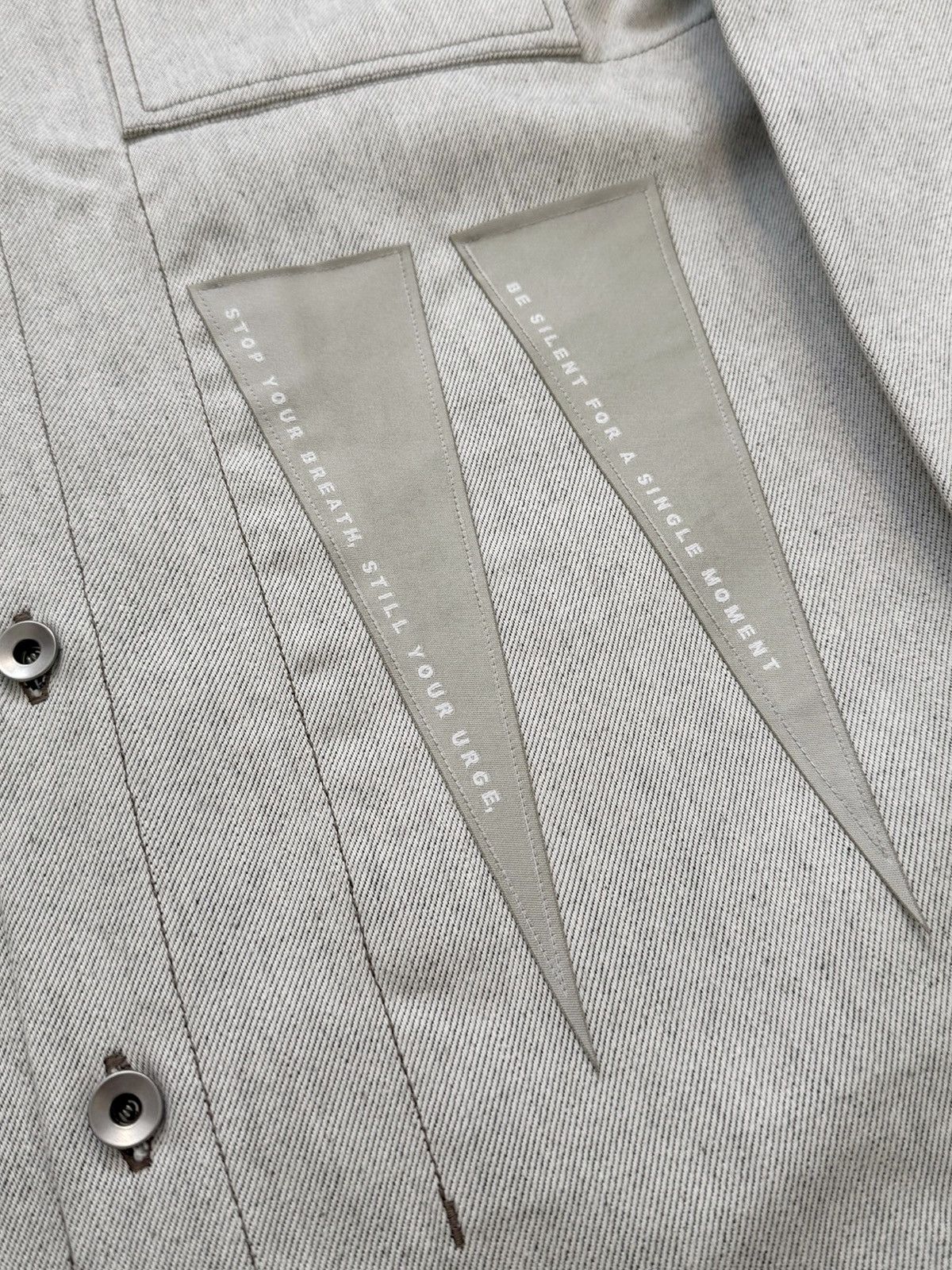 Rick Owens Denim Outershirt Milk Melange Overshirt Size US XL / EU 56 / 4 - 3 Thumbnail