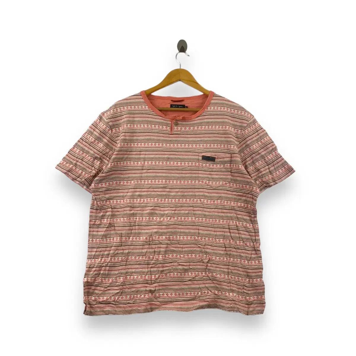 Kansai Yamamoto Vintage KANSAI YAMAMOTO Up To You Aztec Henley Pocket Tee Size US XXL / EU 58 / 5 - 1 Thumbnail