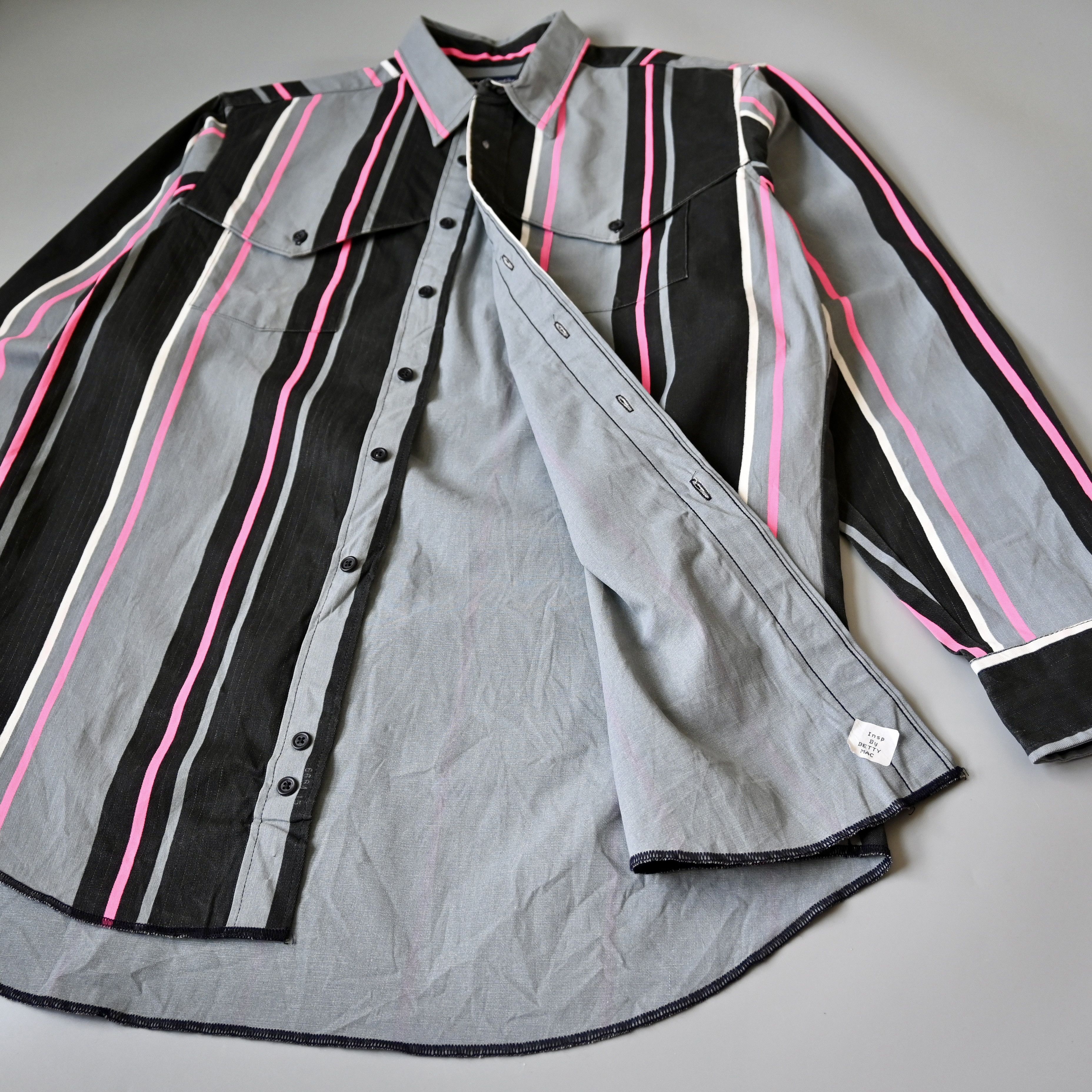 Vintage MINT, 1990s Wrangler Brushpopper cape shirt grey x pink Size US L / EU 52-54 / 3 - 19 Thumbnail