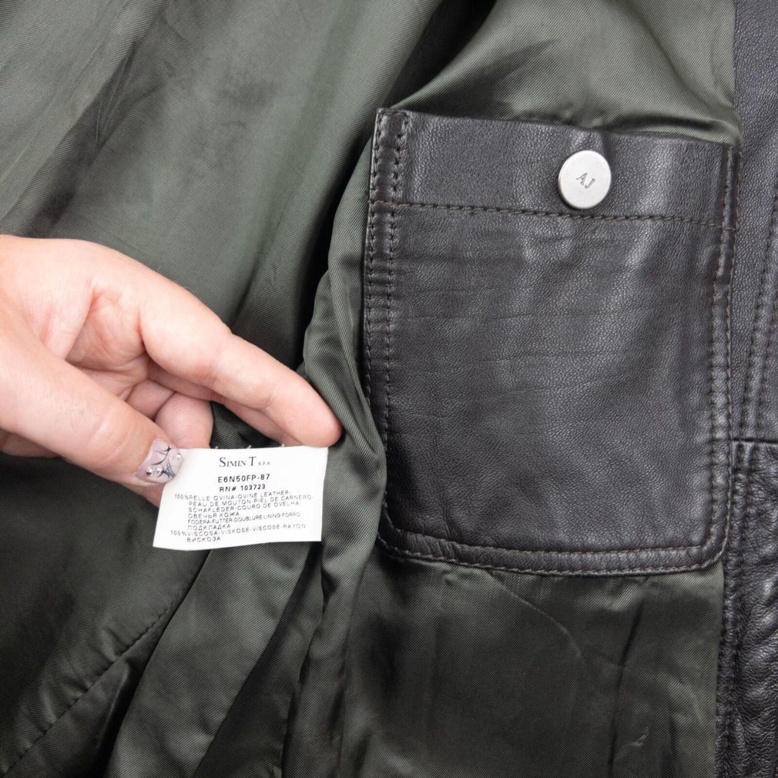 Other Vintage 2000s Armani Jeans Zip Up Leather Jacket Size L Size US L / EU 52-54 / 3 - 7 Thumbnail