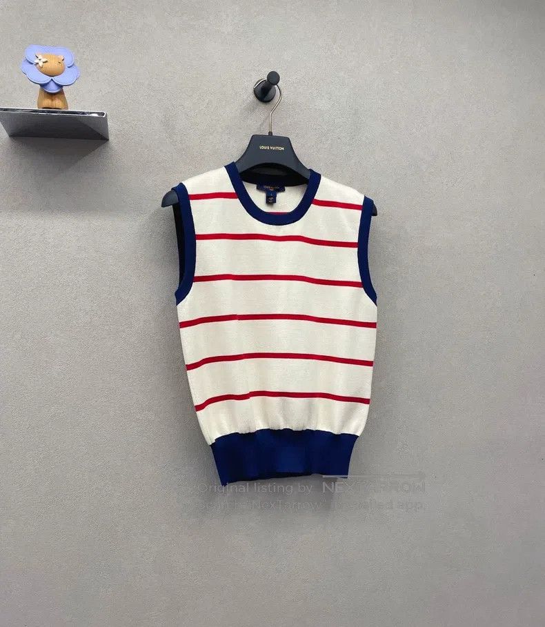 Louis Vuitton Louis Vuitton Navy Red Patchwork Striped Sleeveless Sweate Size L / US 10 / IT 46 - 4 Thumbnail