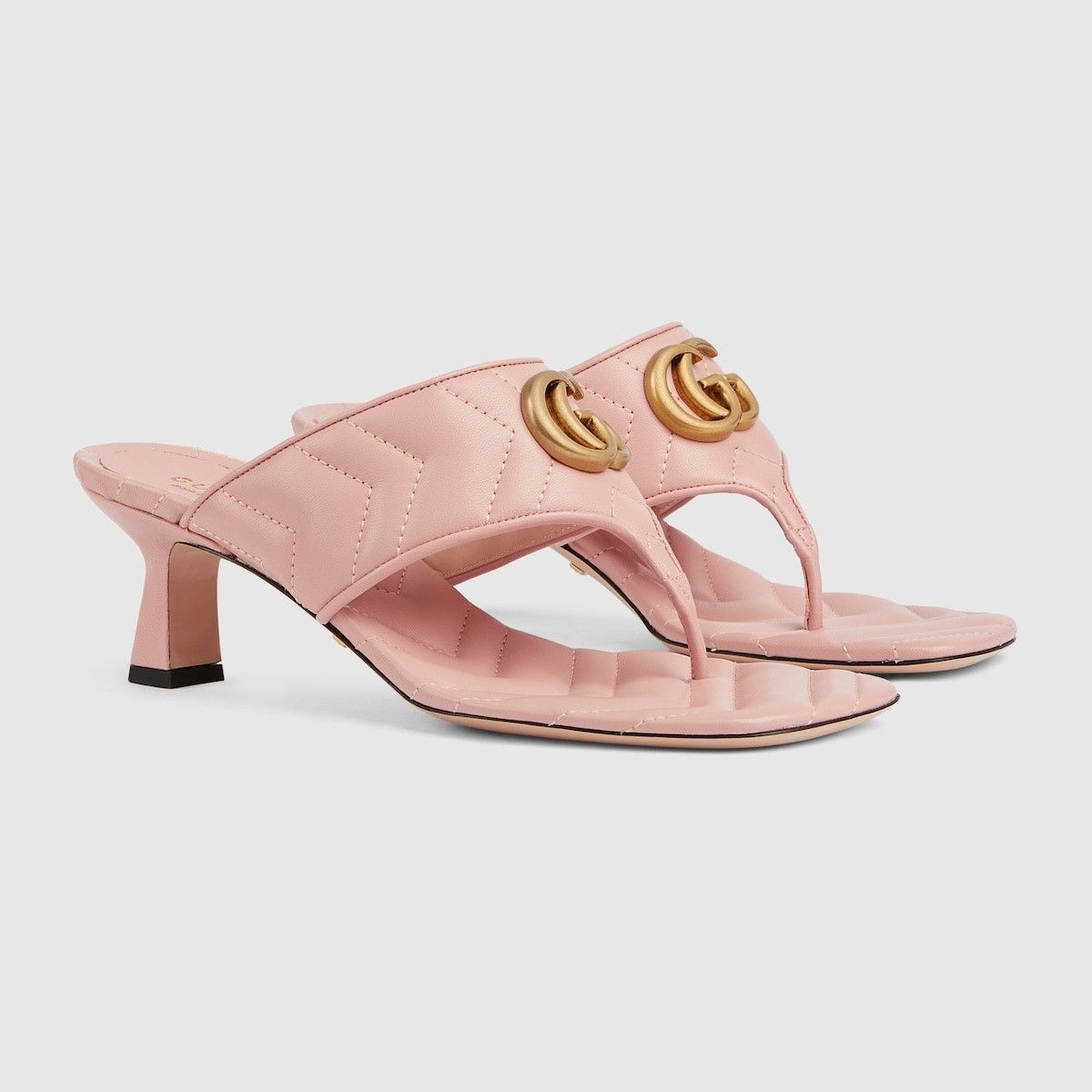 double G leather thong sandal pink