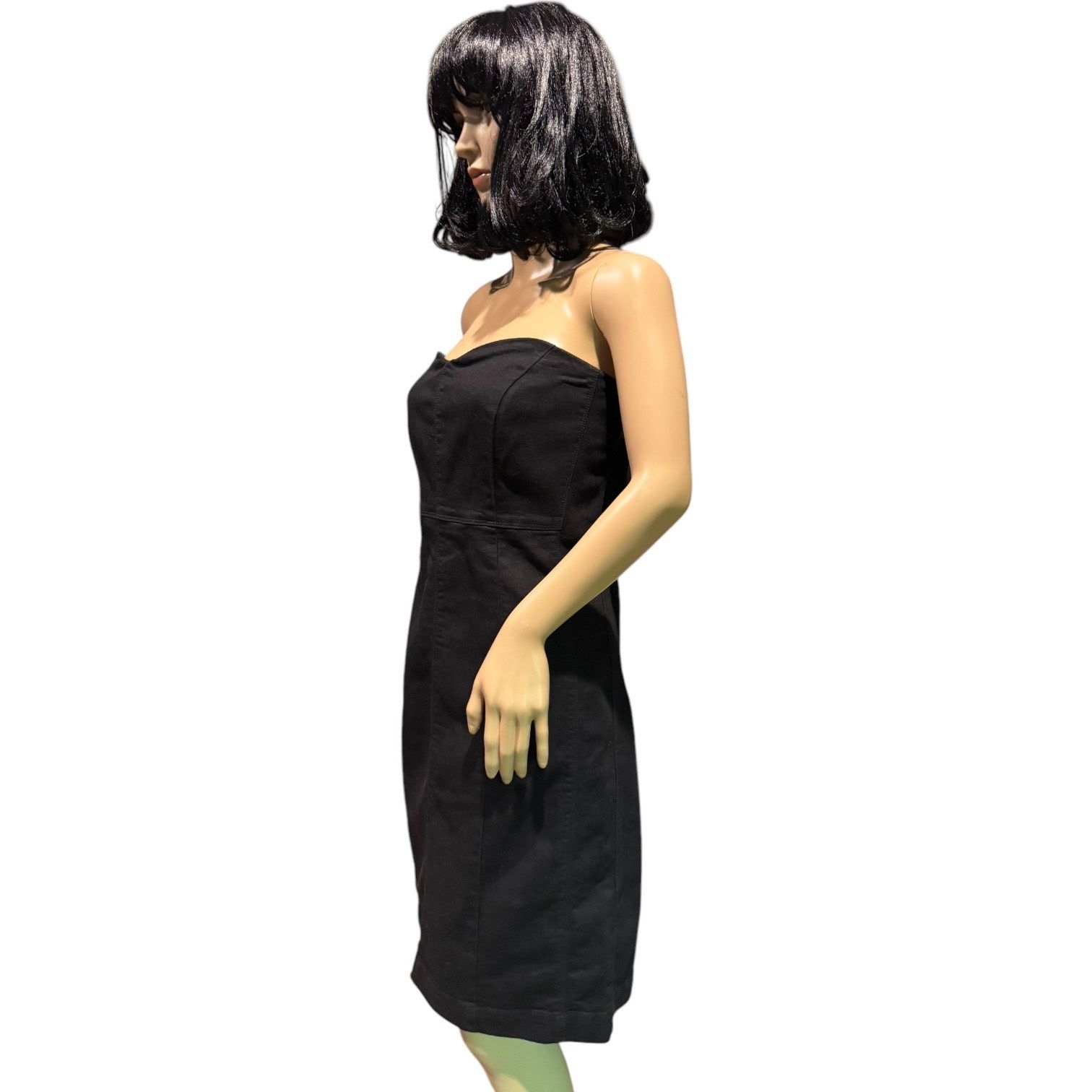 Gap NWT 2011 Gap black denim strapless stretchy patchwork dress Size L / US 10 / IT 46 - 16 Thumbnail