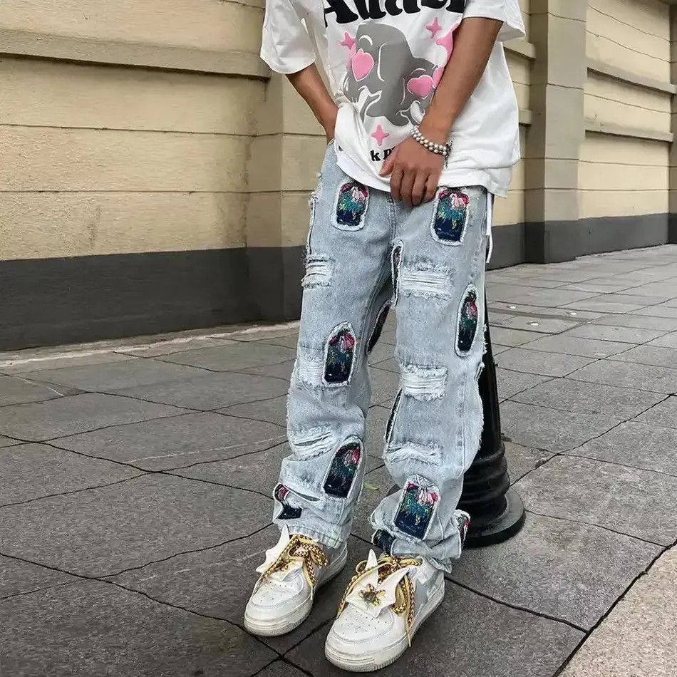 Japanese Brand Retro Patch Embroidered Pleated Jean Size US 32 / EU 48 - 4 Thumbnail