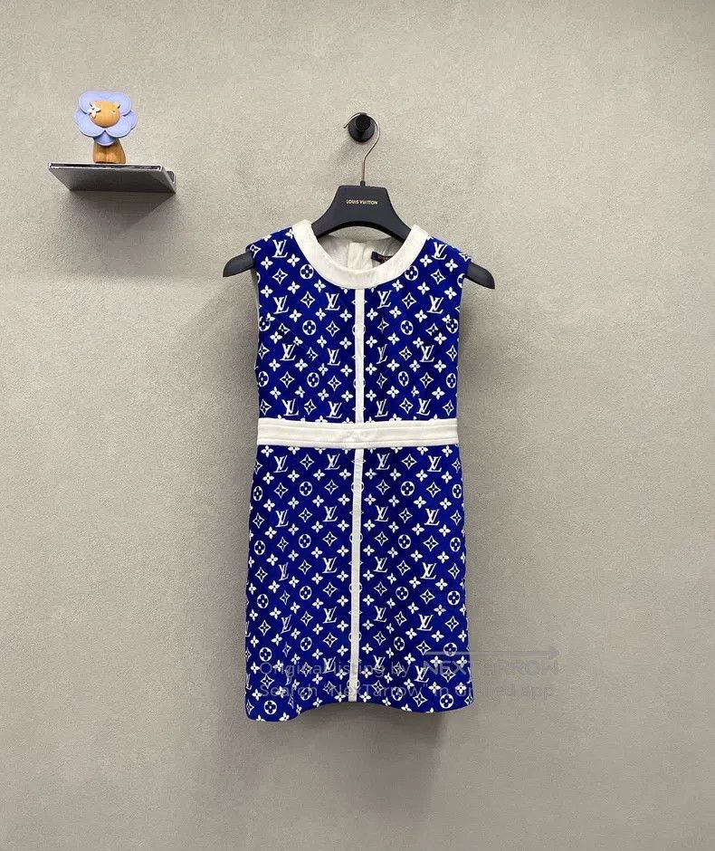 Louis Vuitton Louis Vuitton Blue Full Print Sleeveless Dress Size XXS / US 00 / IT 34 - 1 Thumbnail