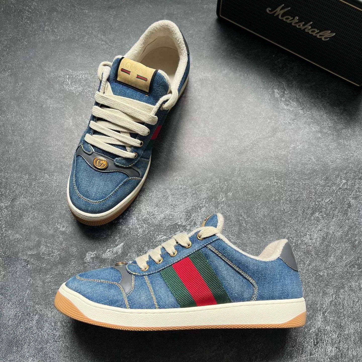 Gucci Gucci Red Blue Denim Dirty Shoes Size US 8 / EU 41 - 1 Thumbnail