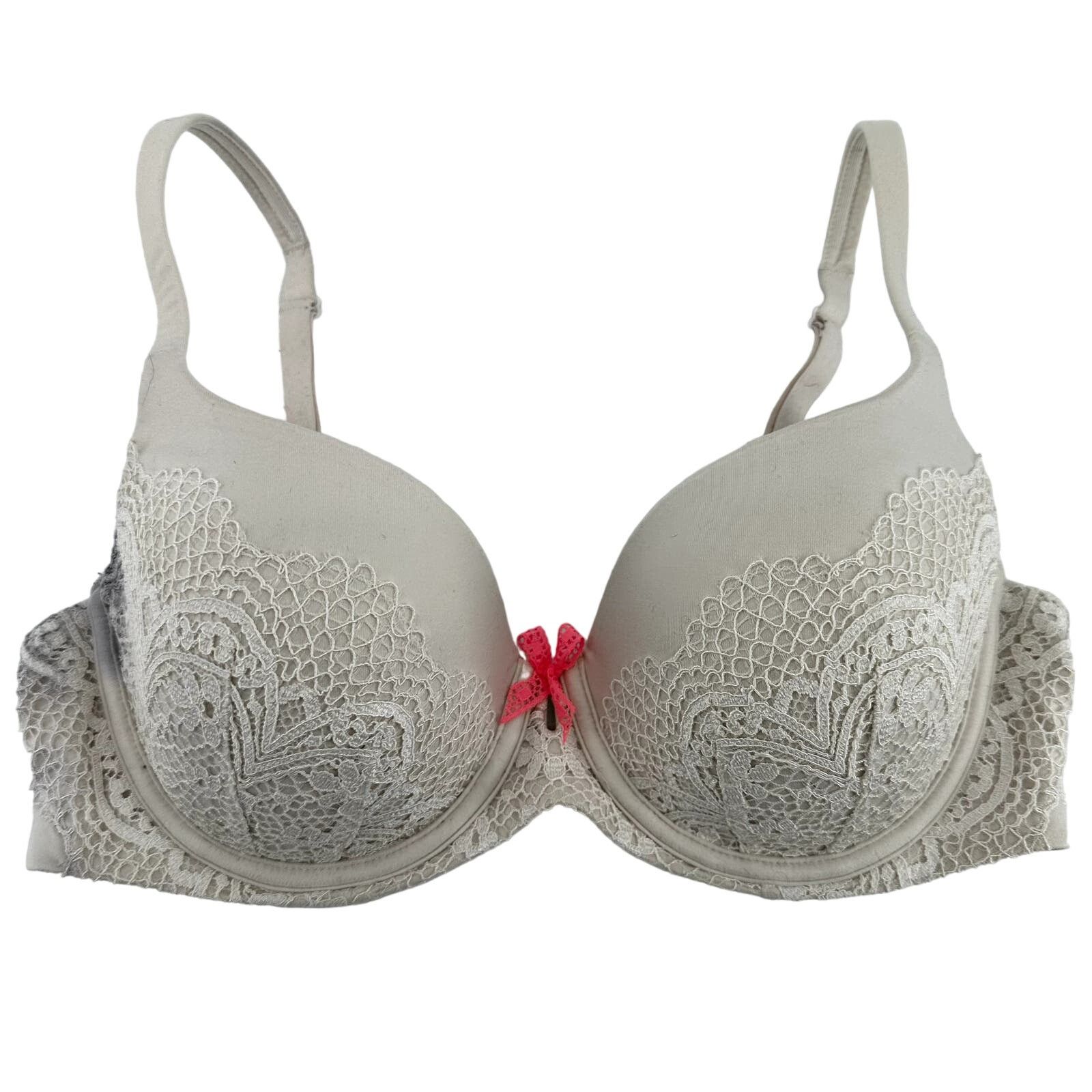 Victorias Secret Victoria's Secret Lined Demi Bra Padded Bow Lace Cream 34D in White, Women's